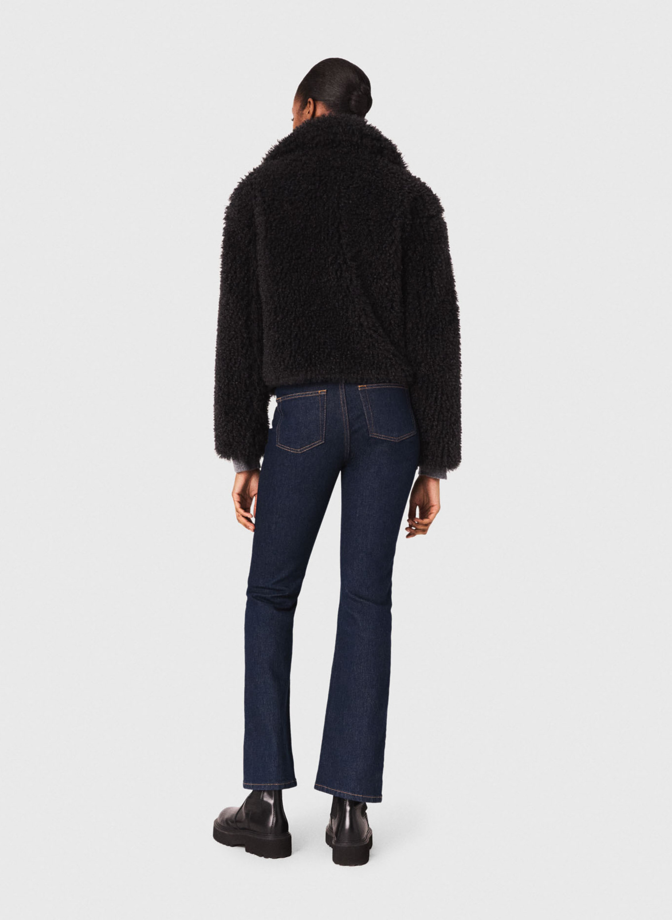 Manteau court droit col classique MAJE Gris