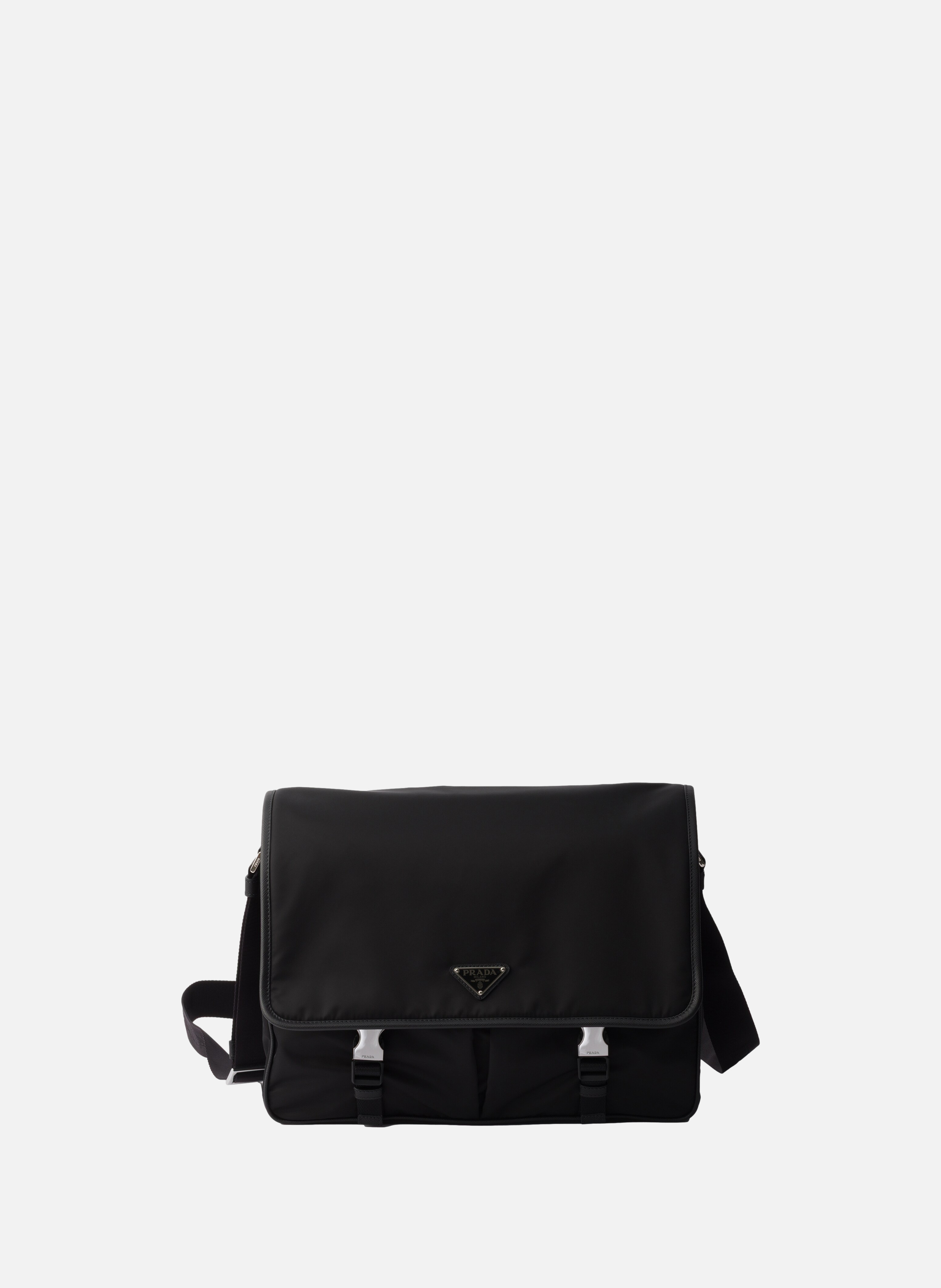 Sac porté épaule en re-nylon et cuir saffiano PRADA Noir