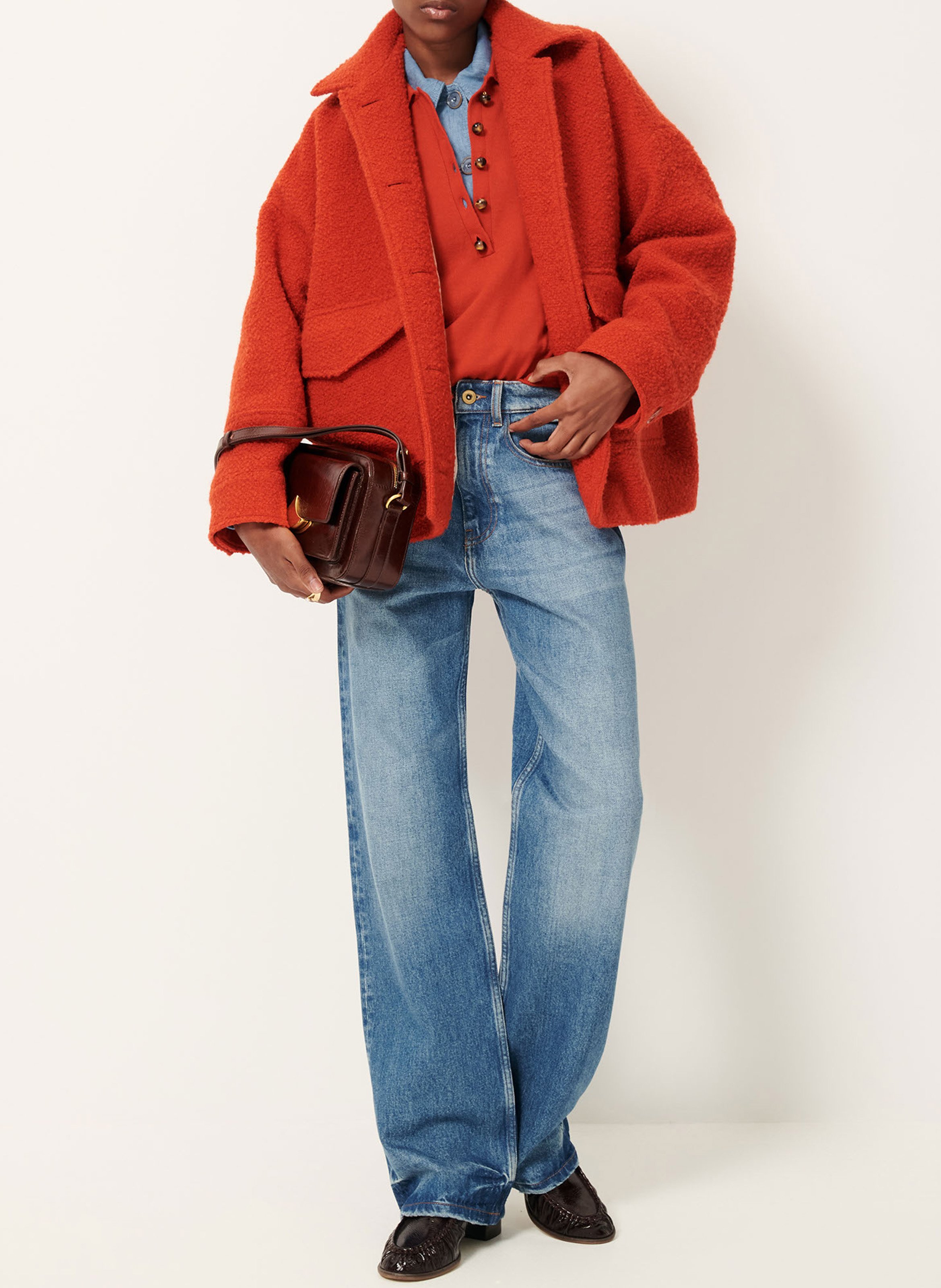 Manteau oversize en laine mélangée morrison SESSUN Rouge