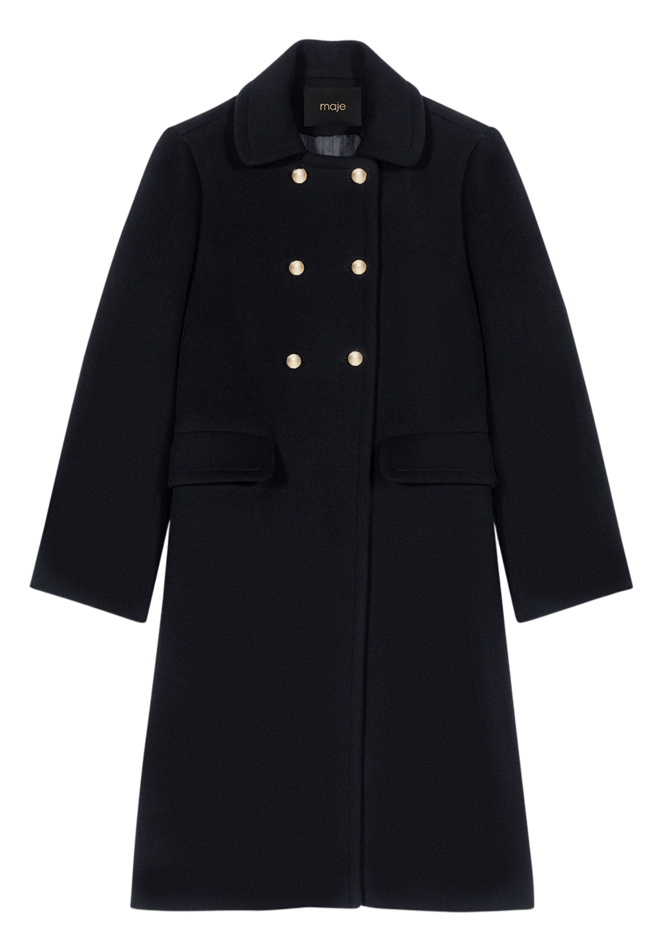 Manteau col classique en laine mélangée MAJE Noir