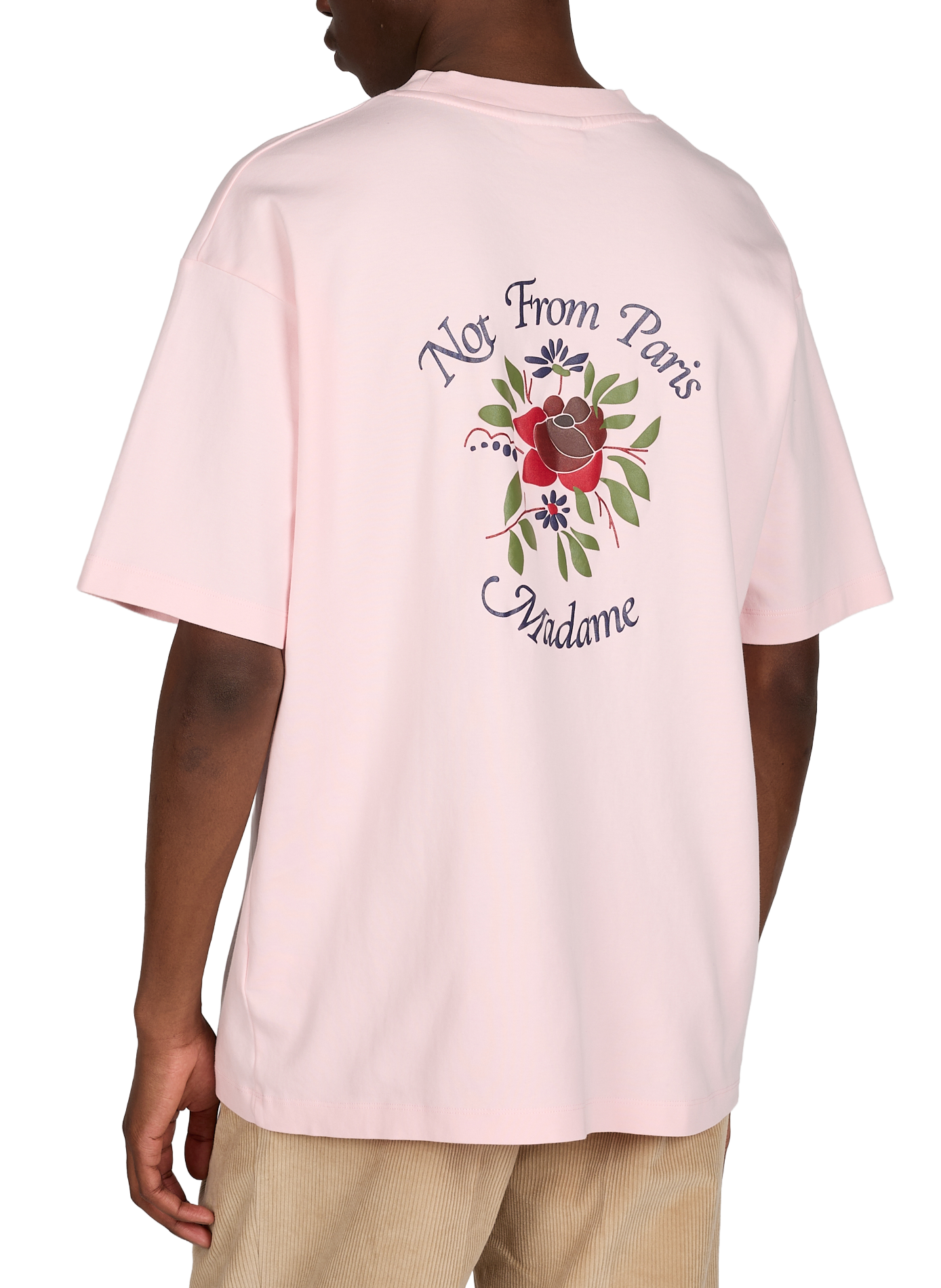 Round neck cotton T-shirt with screen print DROLE DE MONSIEUR Pink