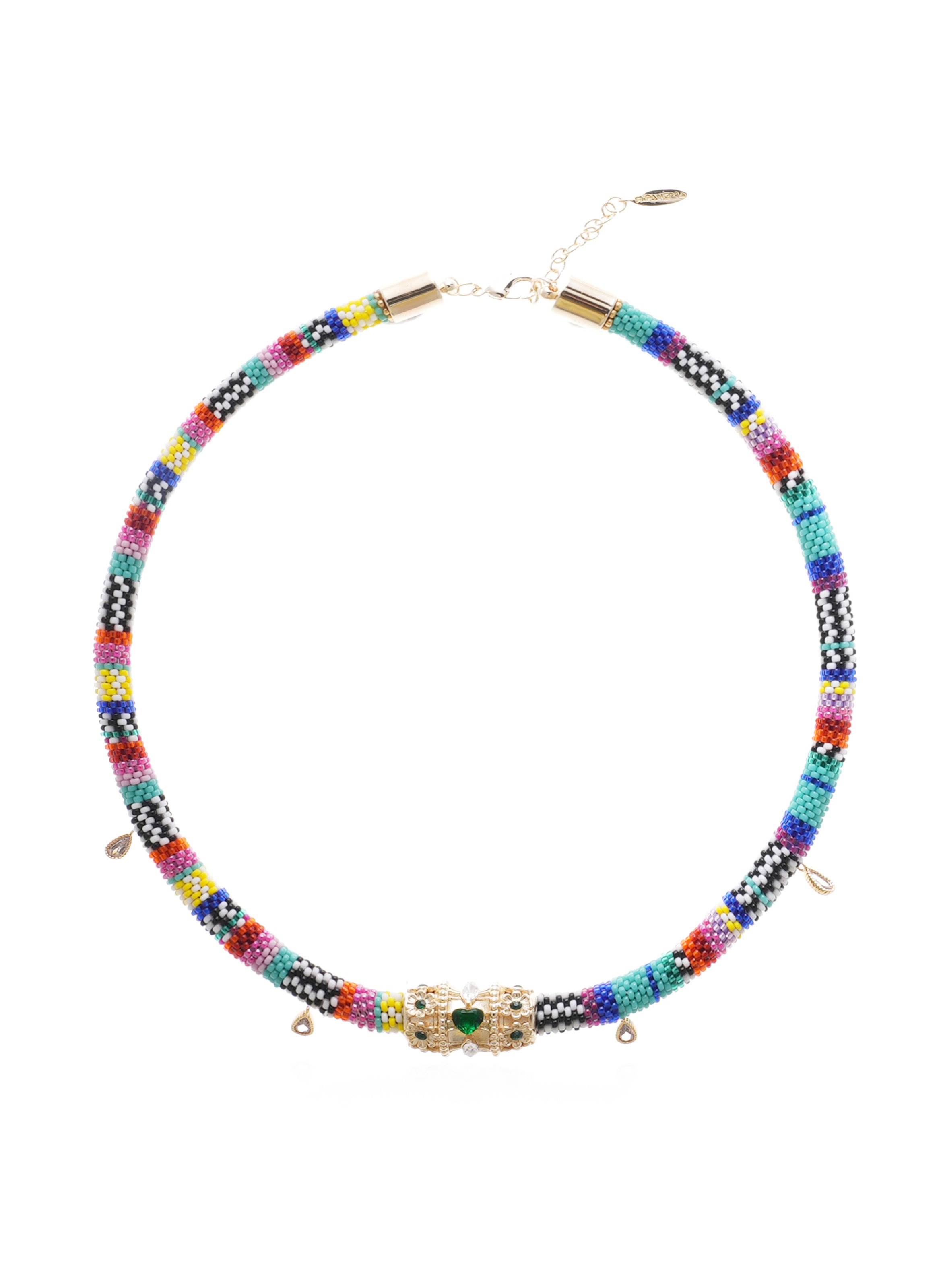 Collier perles tissées avec cabochon central polina HIPANEMA Multicolore