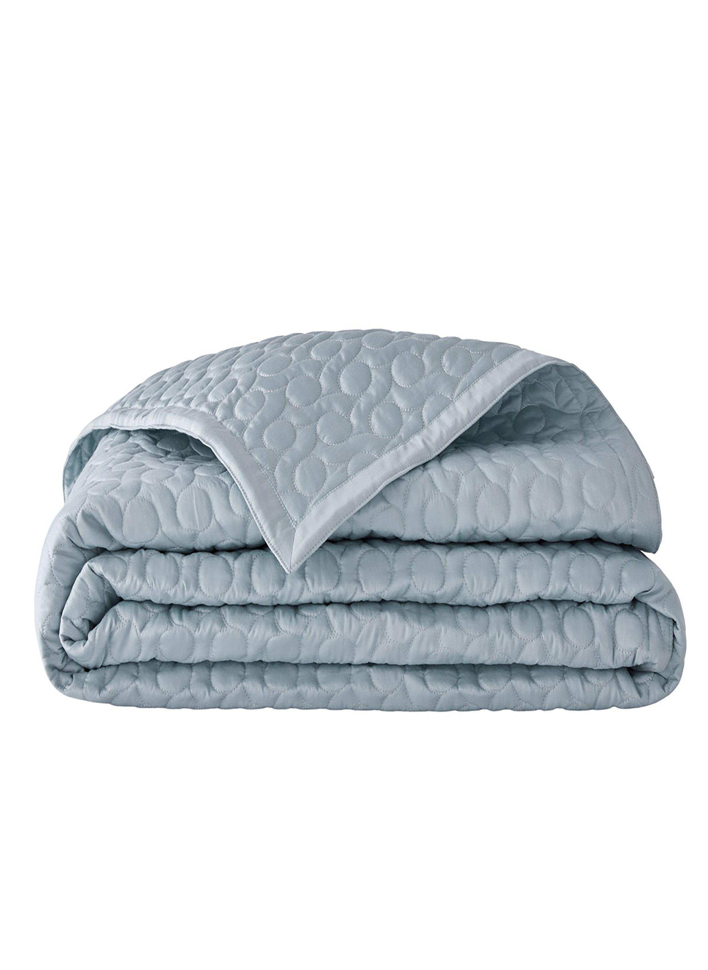 Couvre-lit matelassé uni en satin de coton bio, poesie ALEXANDRE TURPAULT Bleu