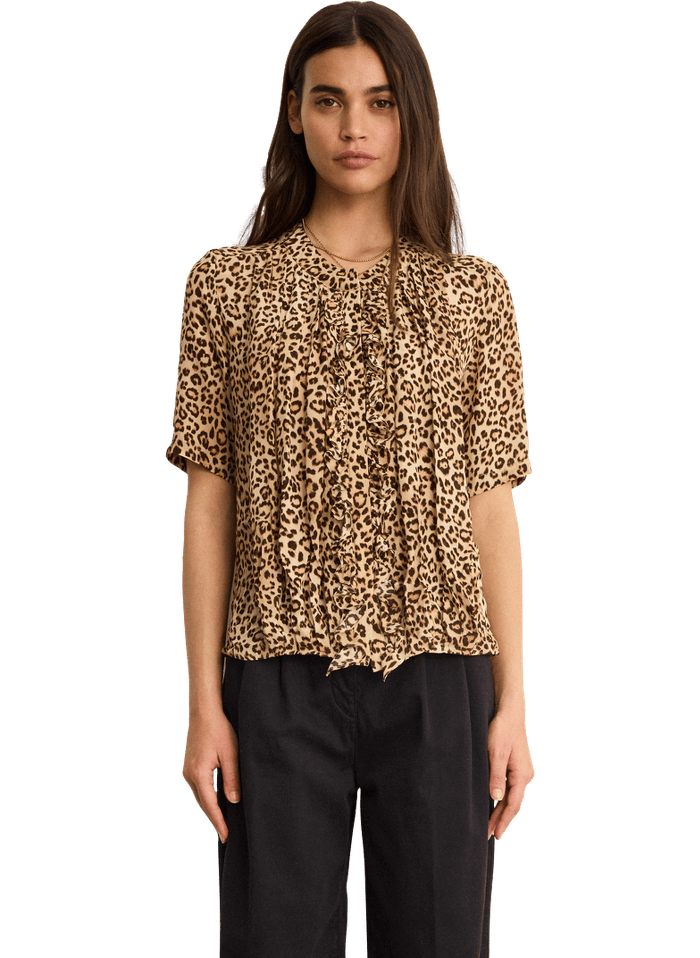 Chemise léopard à volants - catia PABLO Rose