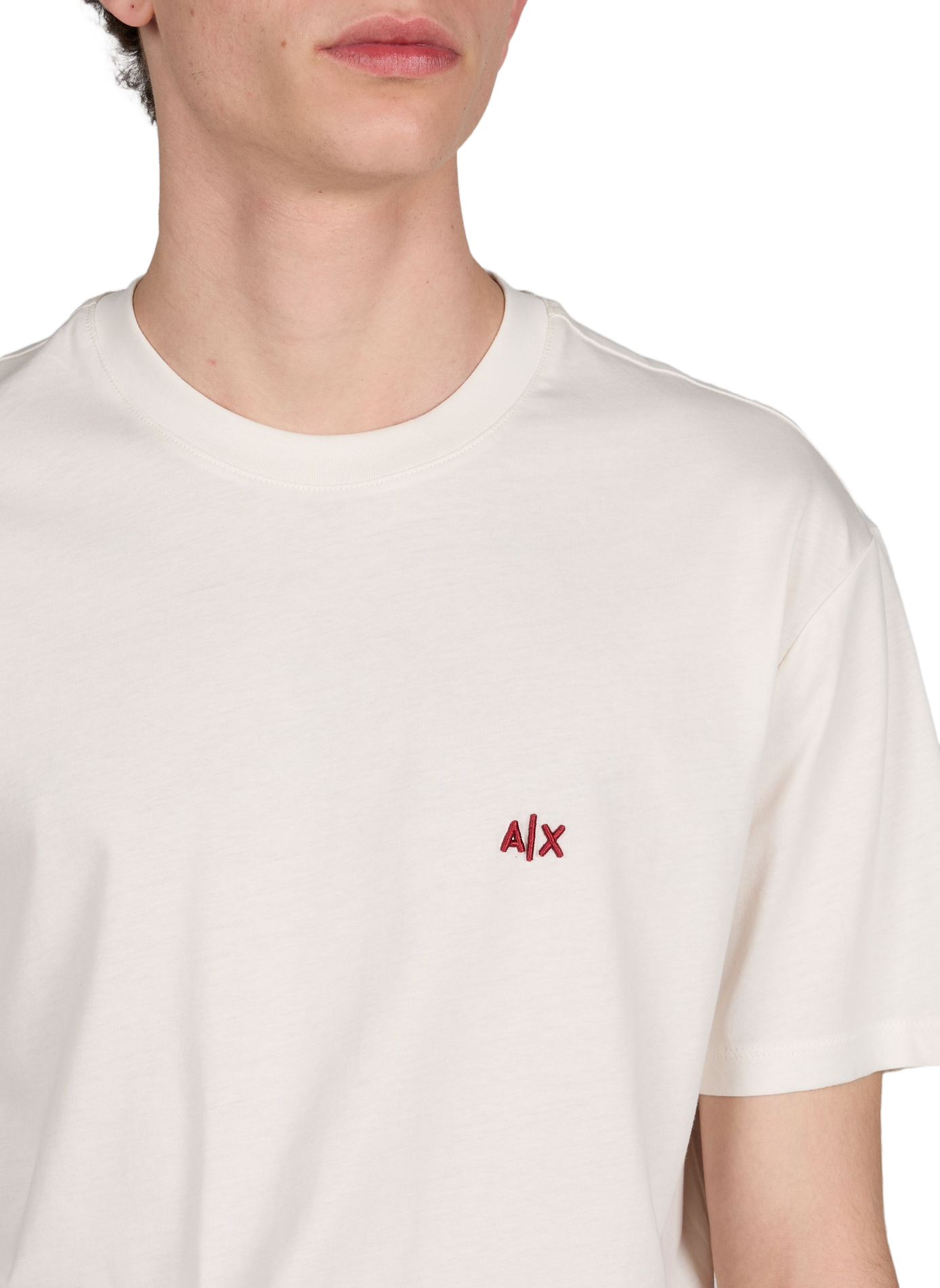 T-shirt droit col rond en coton ARMANI EXCHANGE Beige
