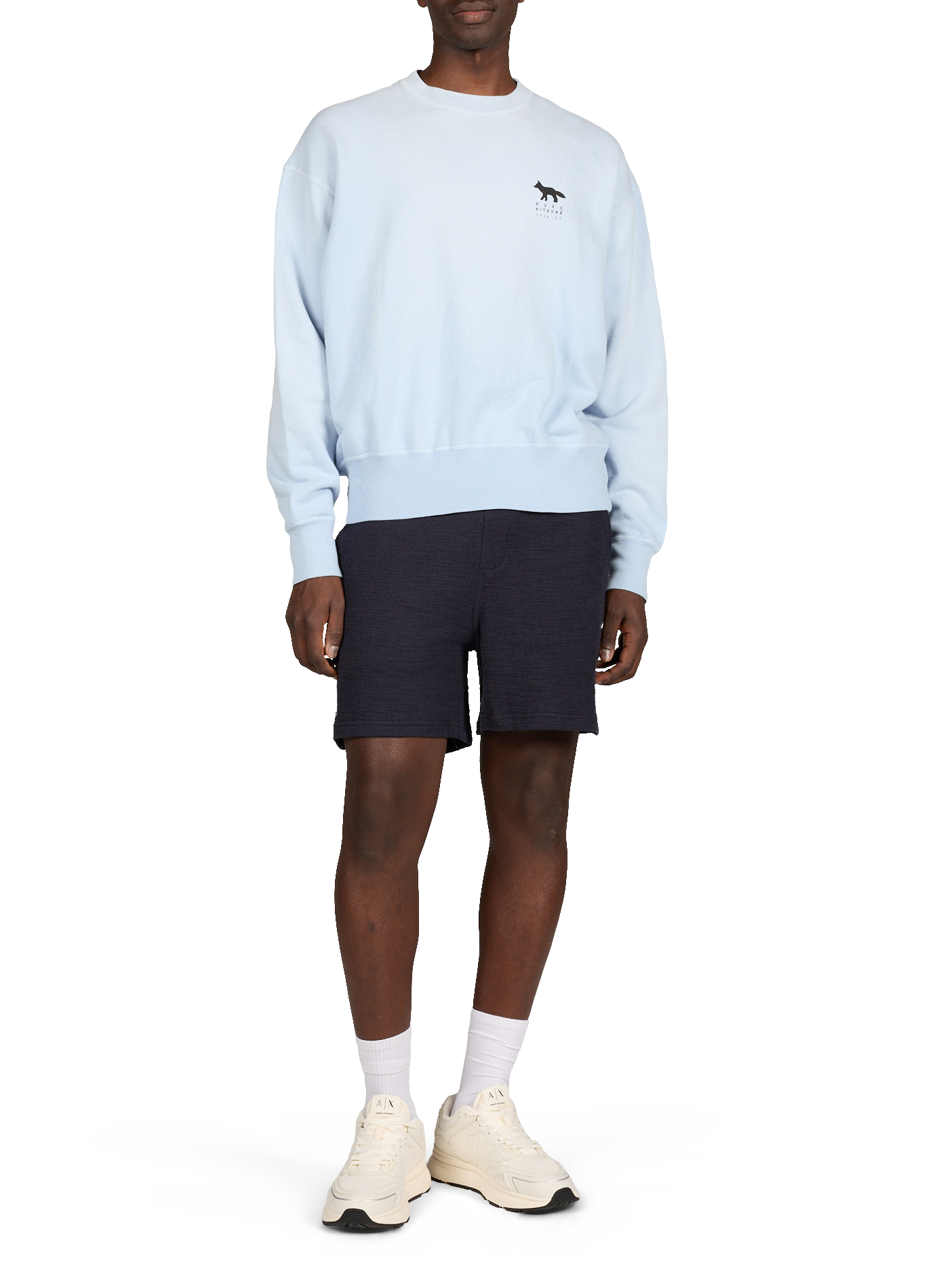 Round neck cotton logo sweatshirt MAISON KITSUNÉ Blue