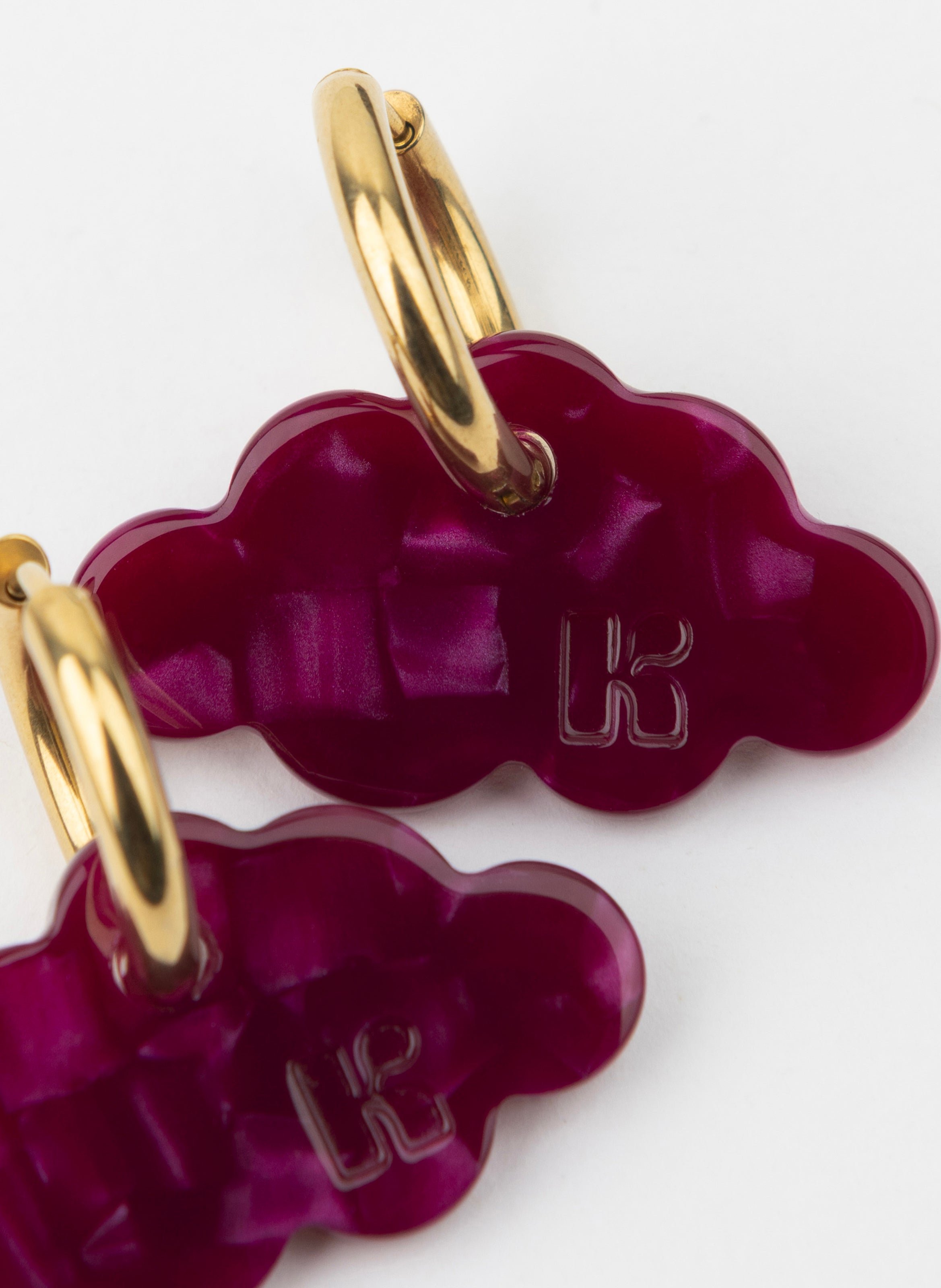 Boucles d'oreilles nuage avec anneaux en acier inoxydable doré KURAGE GINZA Rouge