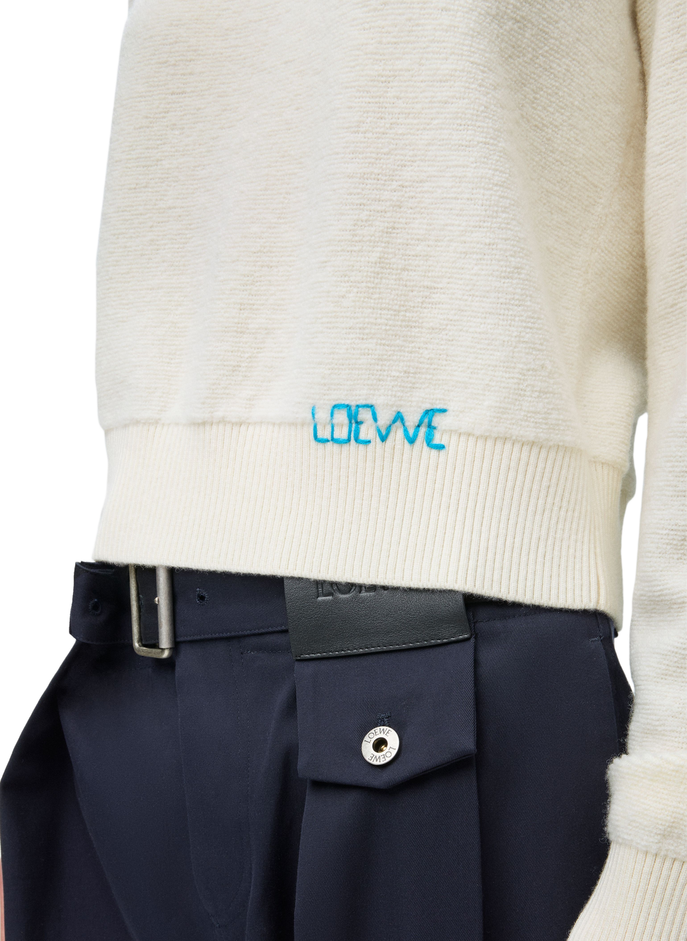 Straight wool embroidered sweater LOEWE White