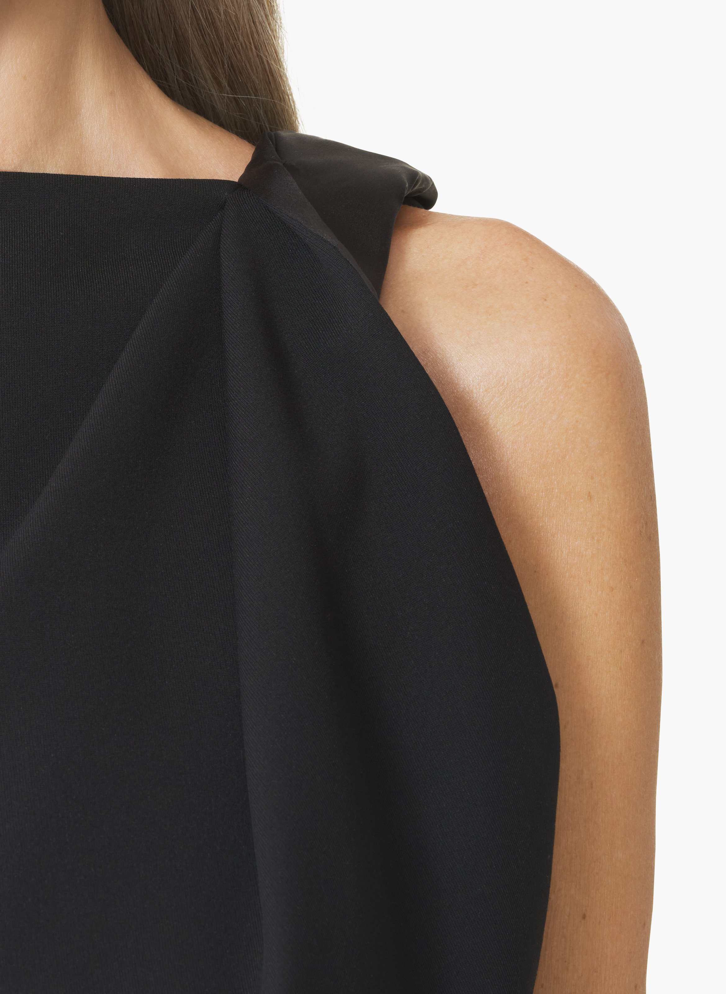 Robe midi en jersey et satin LANVIN Noir