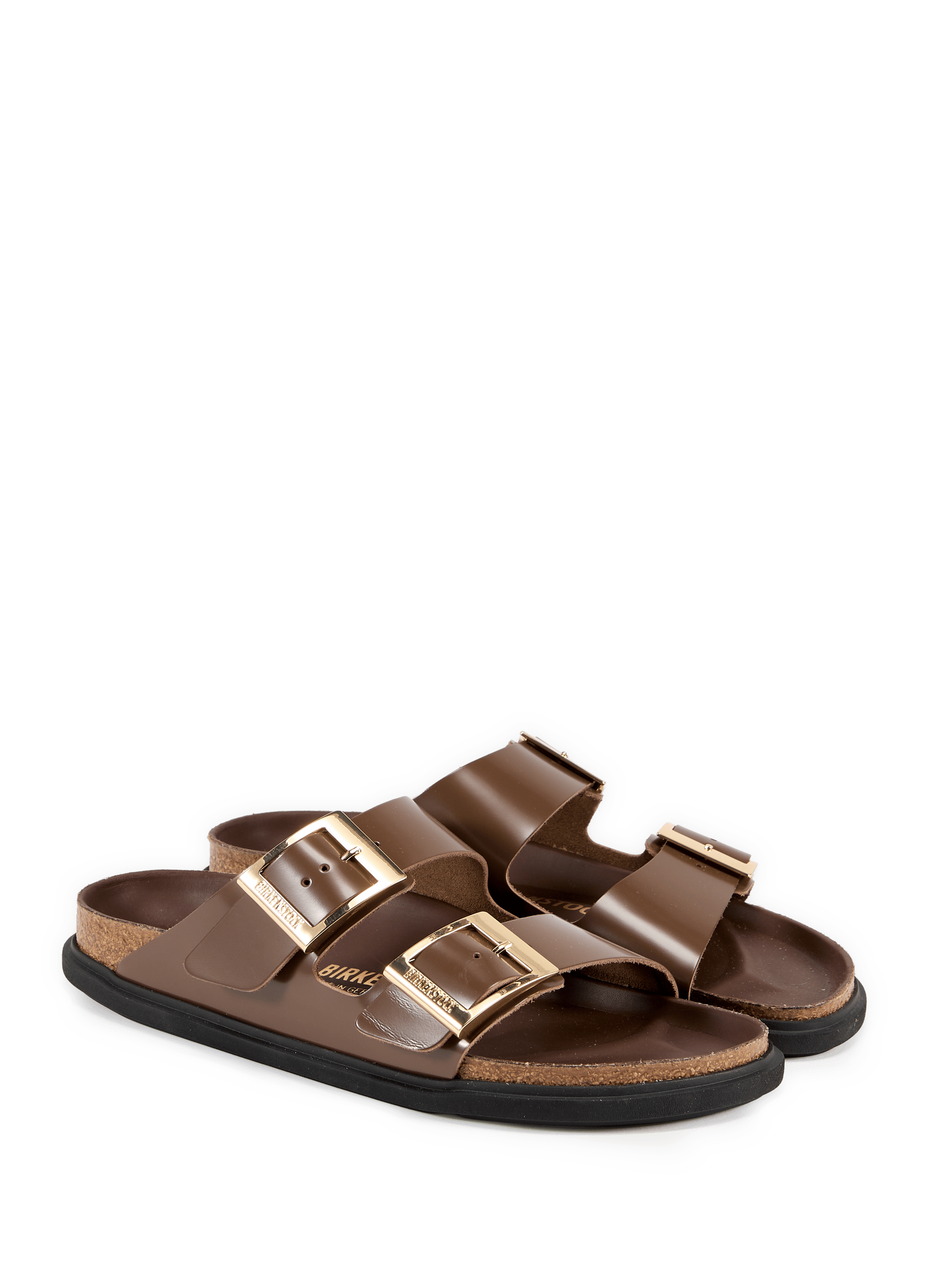 Platte muiltjes Arizona Droplet Buckle van leer BIRKENSTOCK Bruin