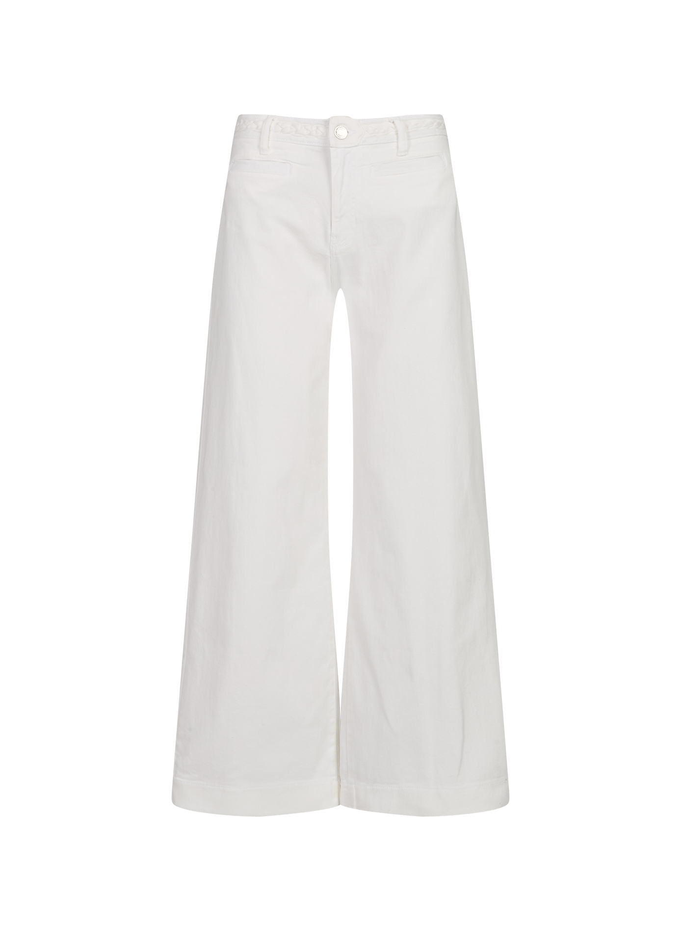 Pantalon coupe palazzo à taille mi-haute tressée en coton mélangé GUESS Blanc