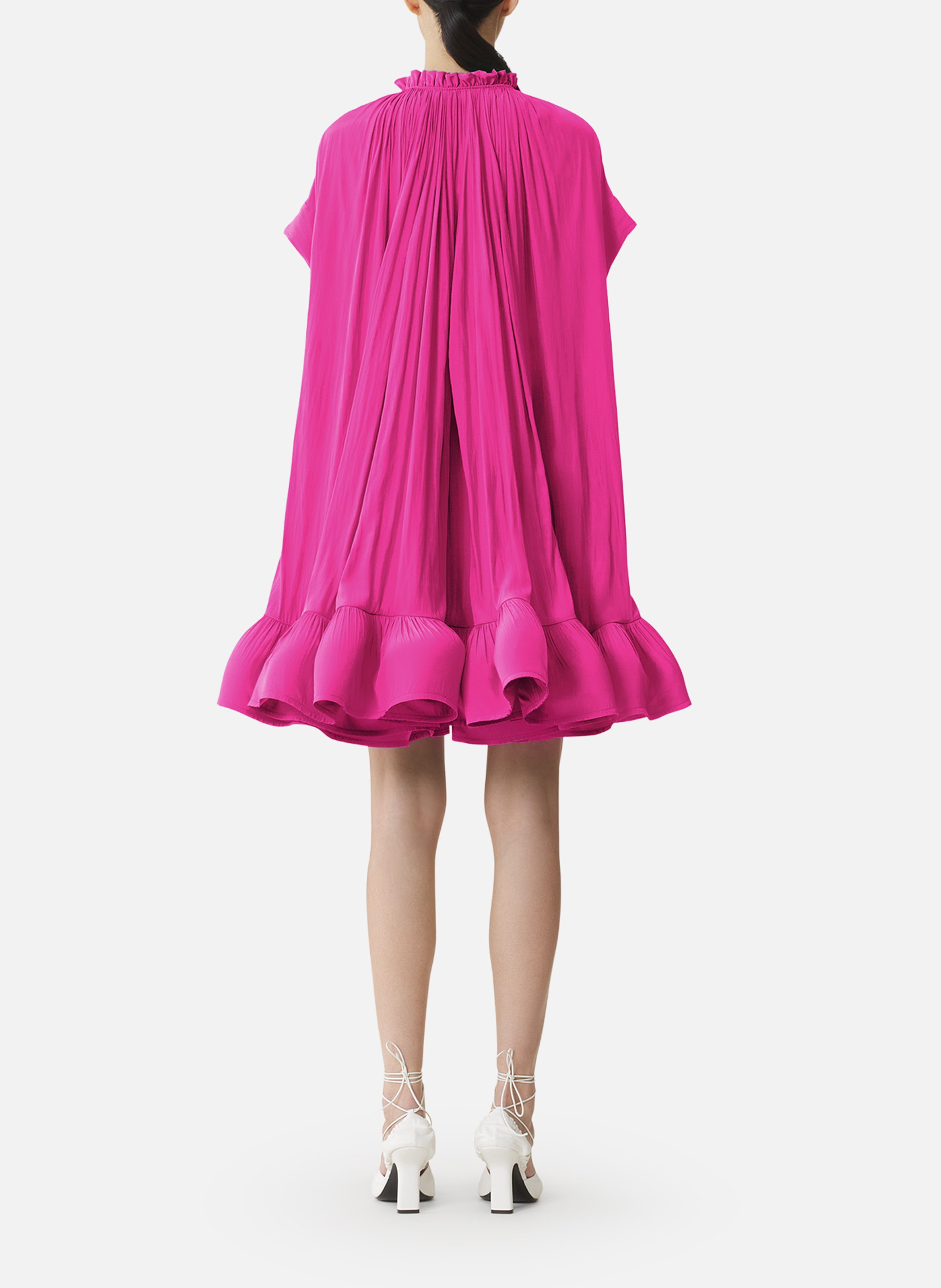 Robe courte en charmeuse LANVIN Rose