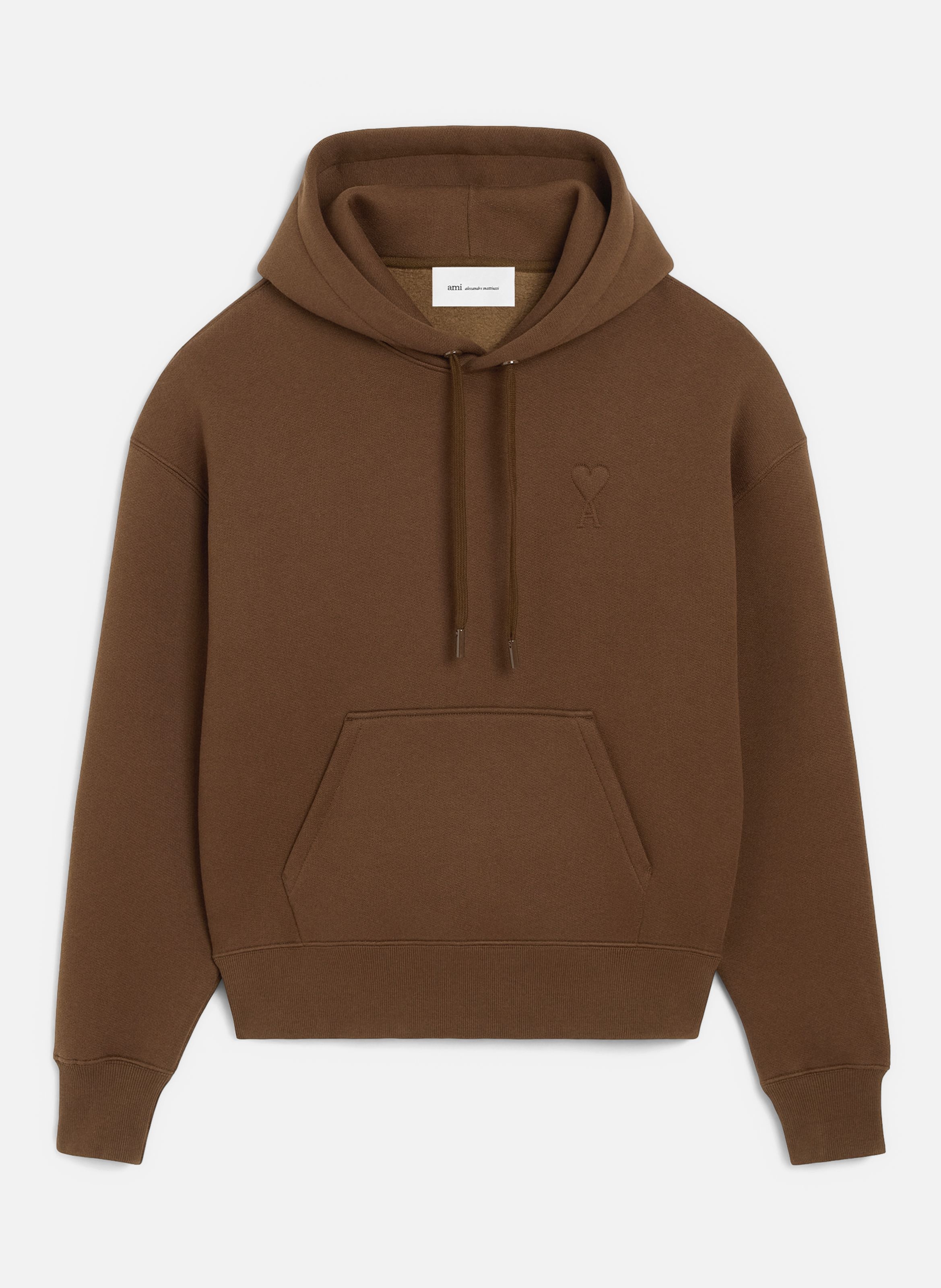 Hoodie unisexe en coton ami de coeur embossé AMI PARIS Marron