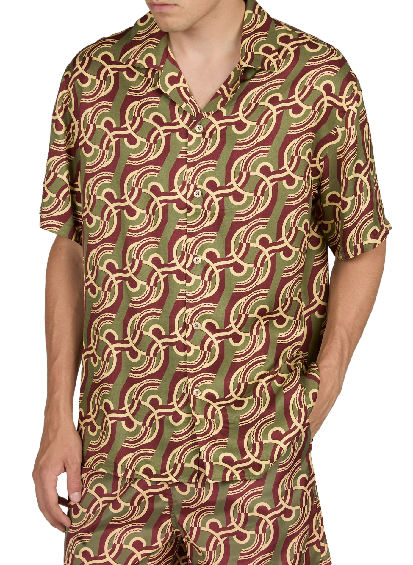 Short-sleeve Jacquard Link Shirt DROLE DE MONSIEUR Khaki