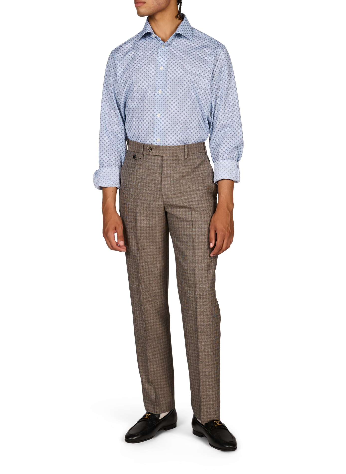 Straight classic collar shirt in printed cotton ETON Blue