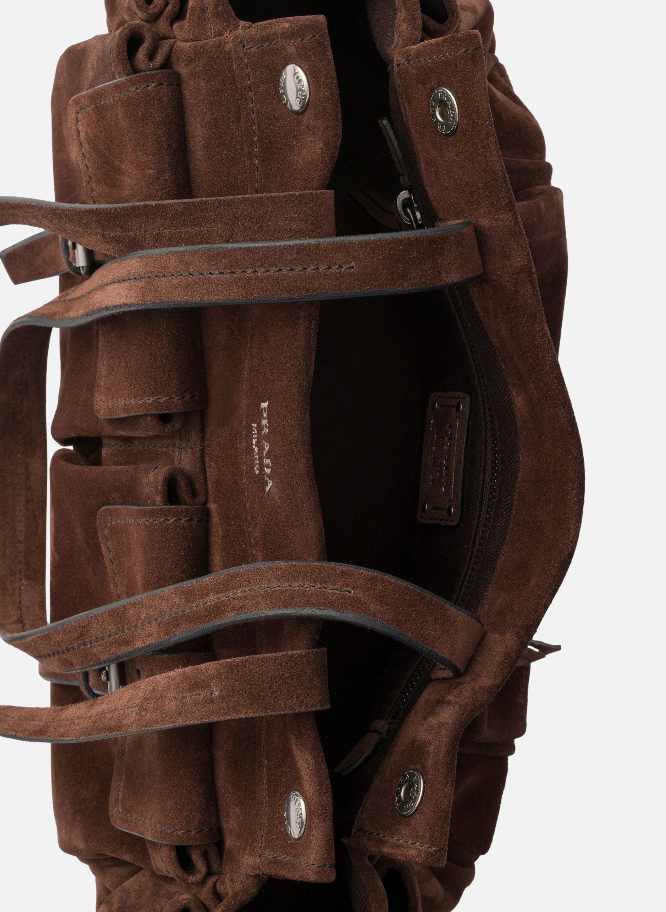 Cabas en veau velours PRADA Marron