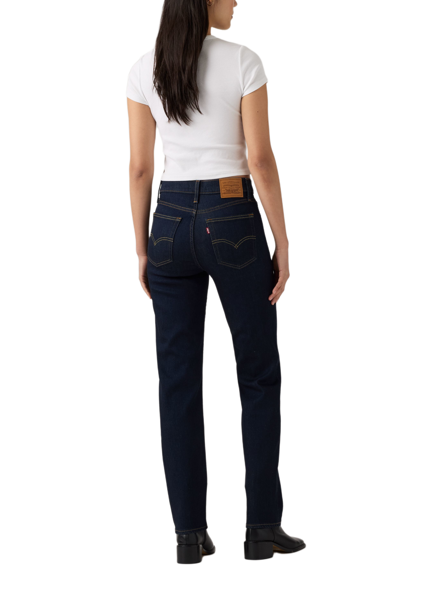 Slim jeans 722 met hoge taille van gemengd katoen LEVI'S Blauw