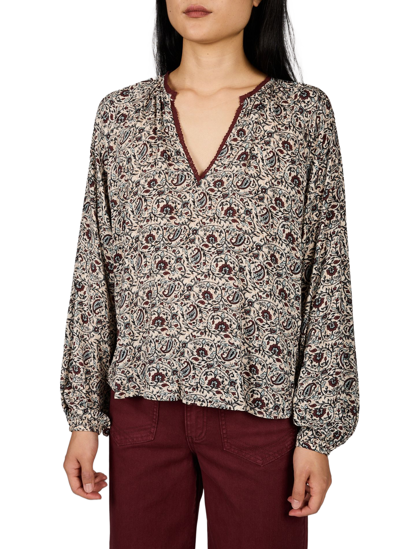 Fließende bedruckte Bluse VILA Beige