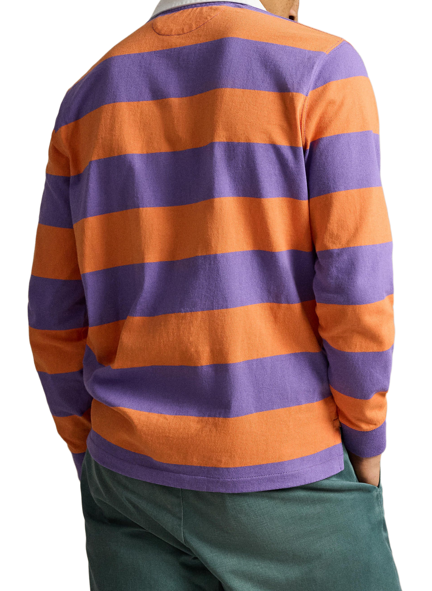 Polo rayé manches longues en coton | Violet POLO RALPH LAUREN Homme