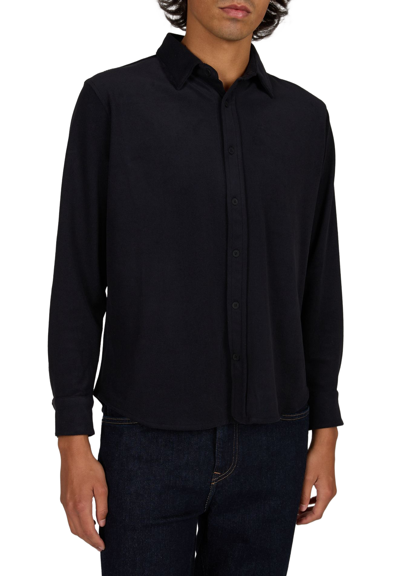 Straight shirt in corduroy velvet effect 1789 CALA Black