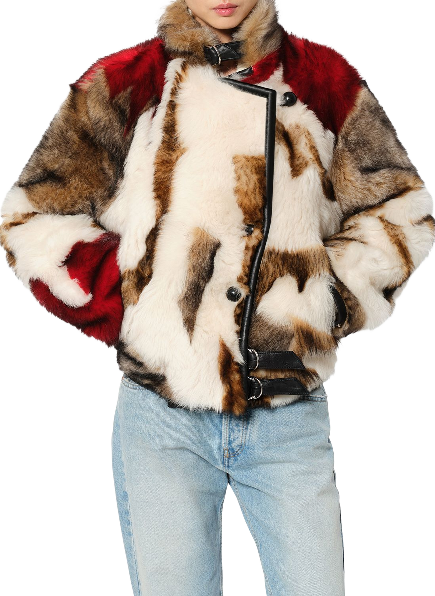 ROAMA patchwork-print shearling coat ISABEL MARANT Red