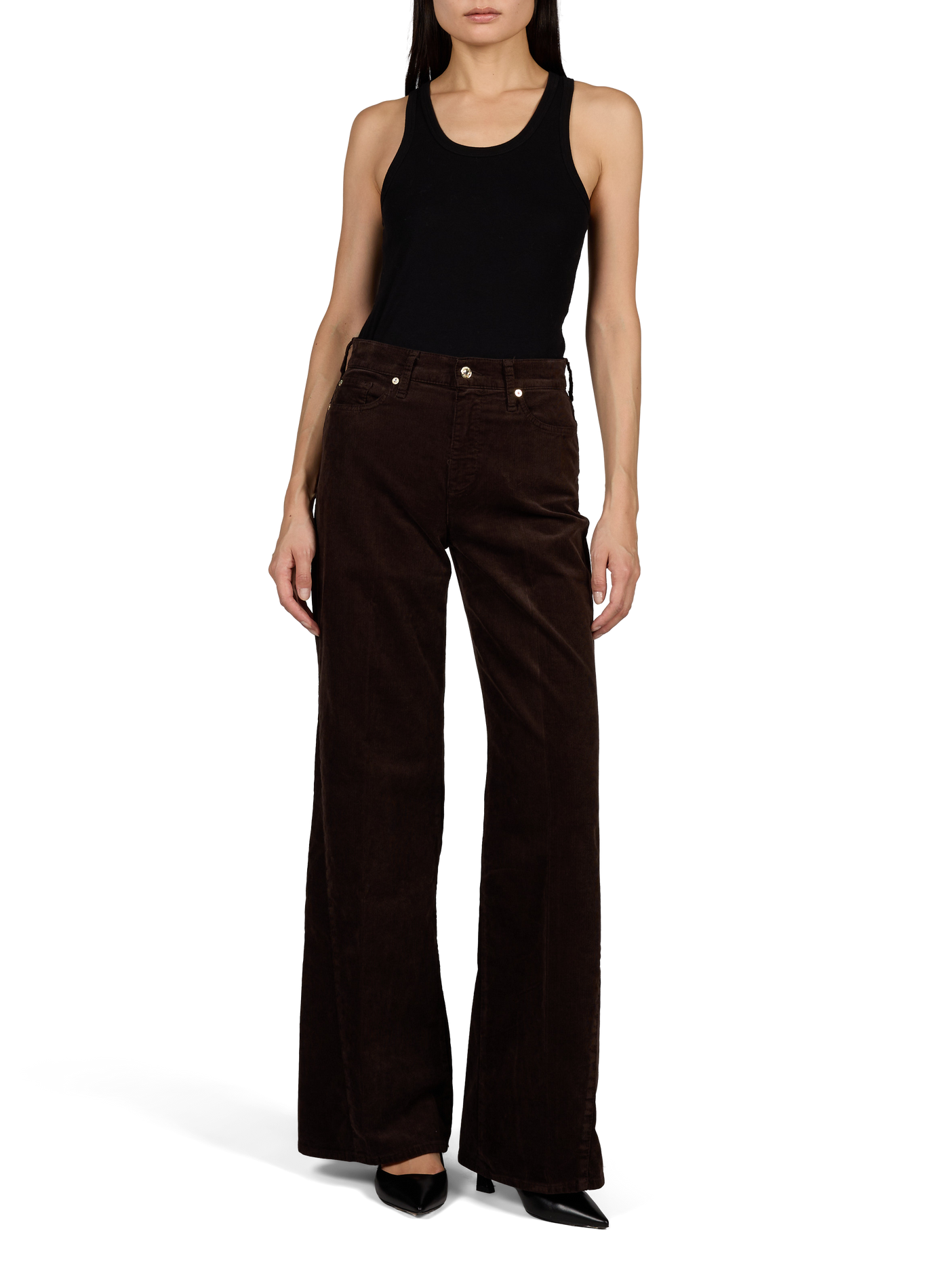 Katoenen corduroy Lotta jeans 7 FOR ALL MANKIND Bruin