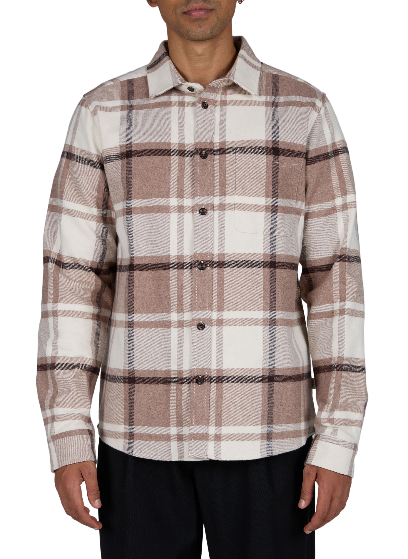 Straight cotton check shirt LES DEUX Khaki