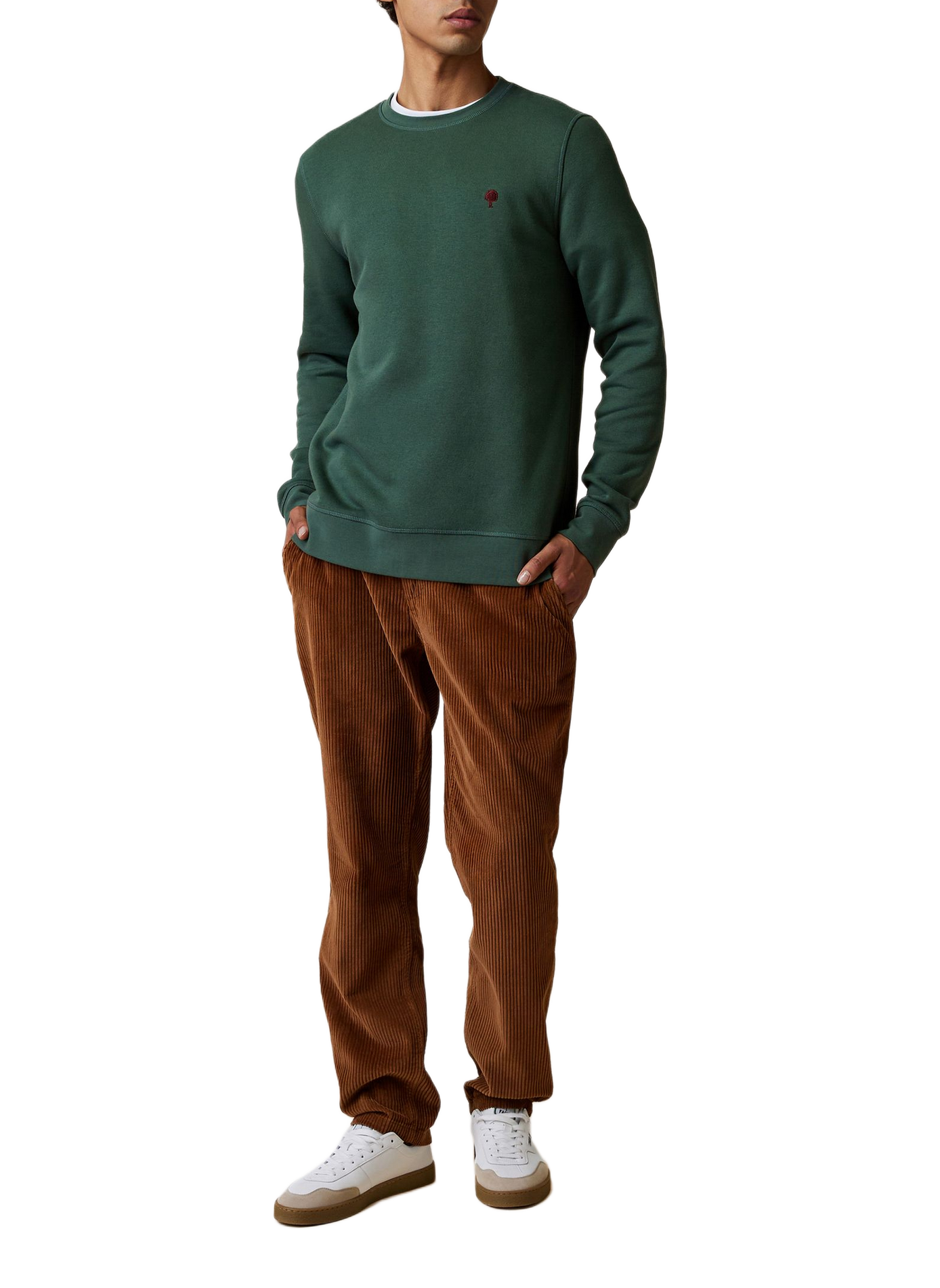Pantalon droit en velours côtelé FAGUO Marron