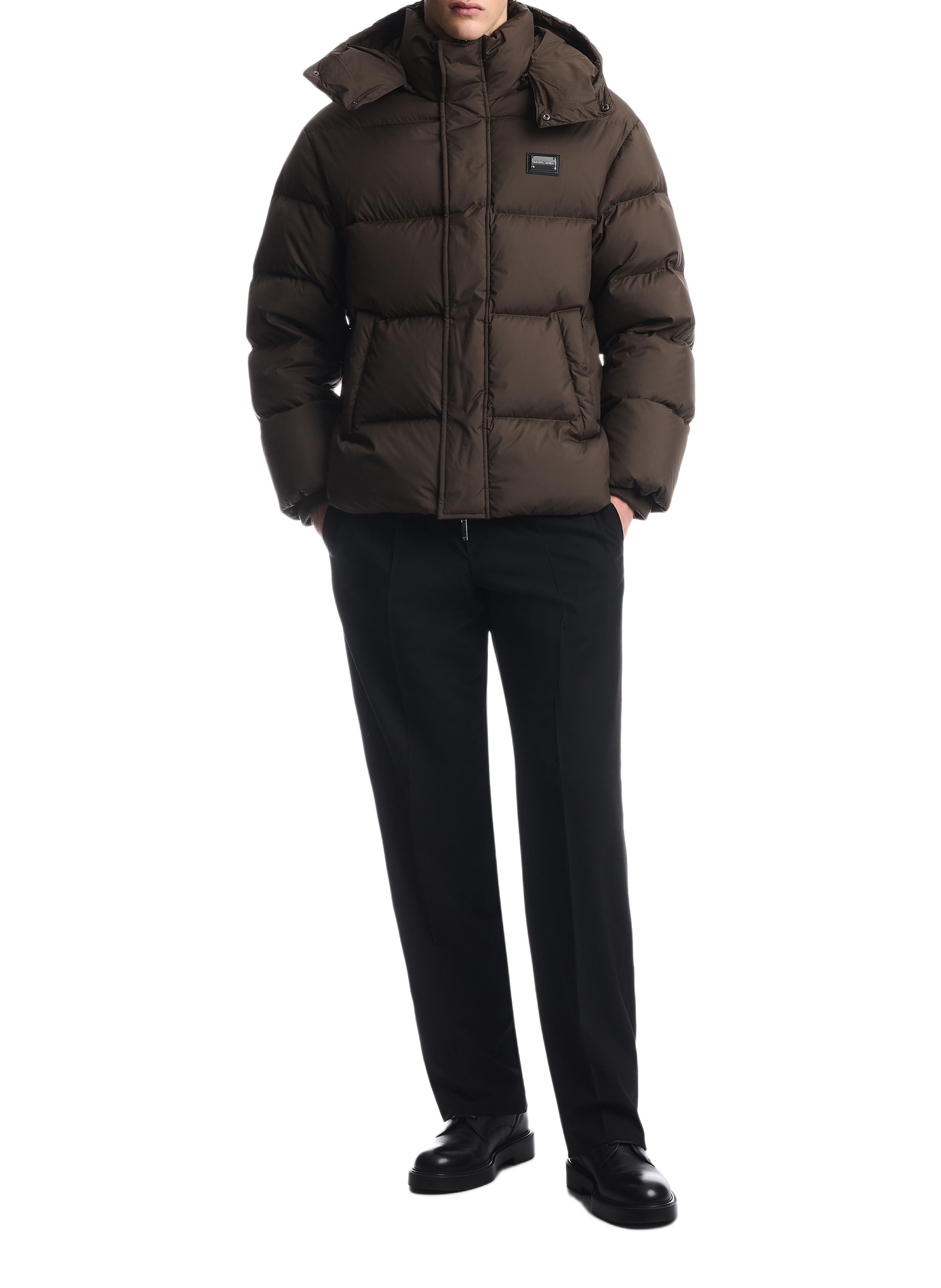 Gerade Steppjacke mit Kapuze EMPORIO ARMANI Khaki