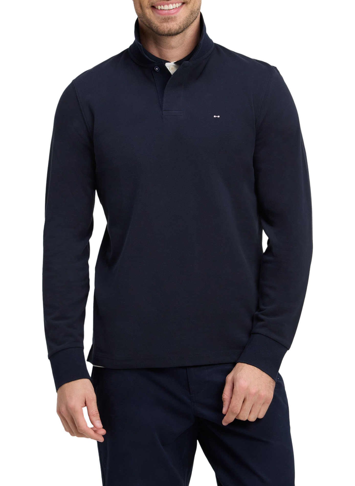 Gerader Baumwoll-Poloshirt EDEN PARK Blau
