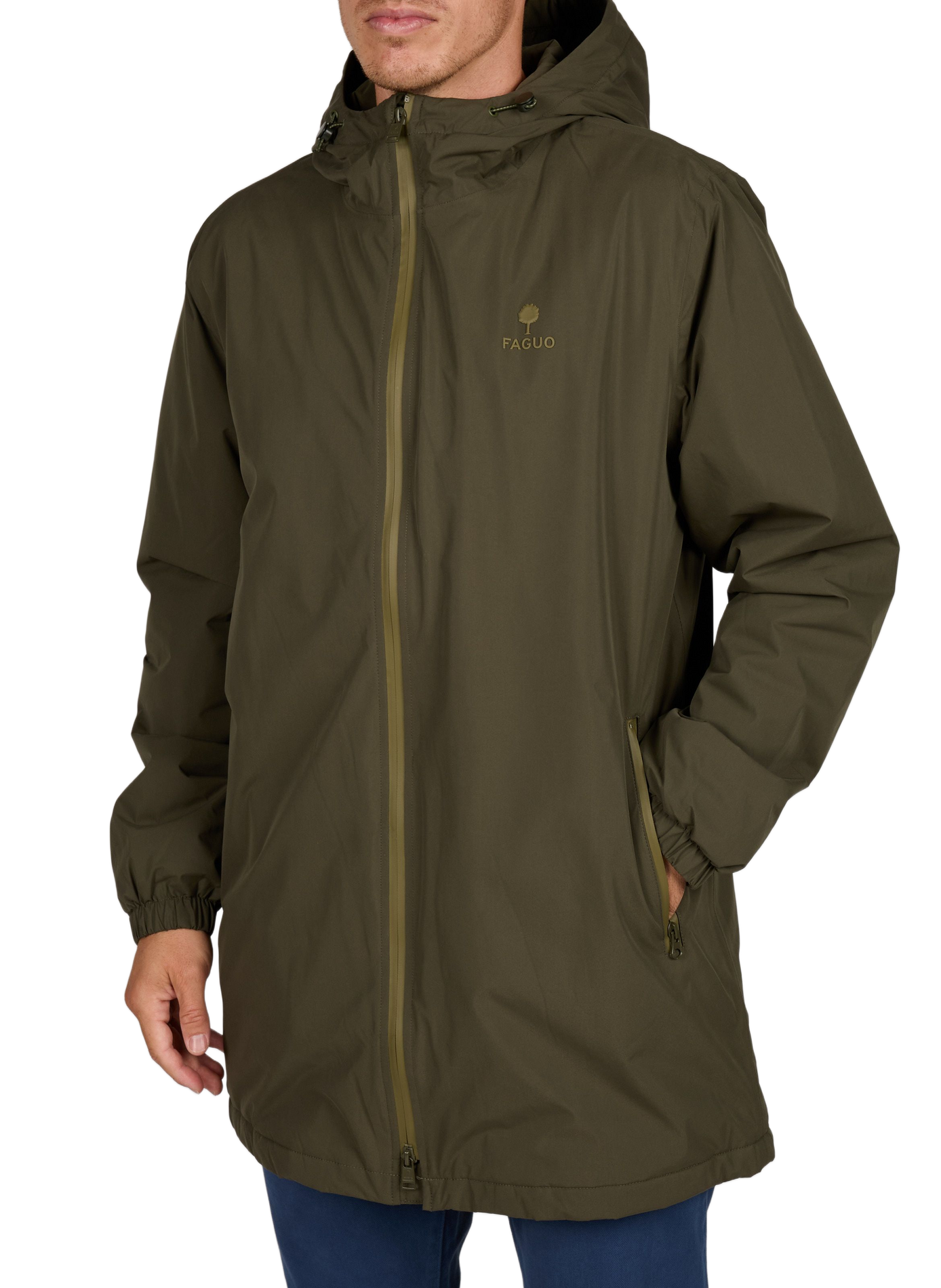 Straight hooded parka FAGUO Green