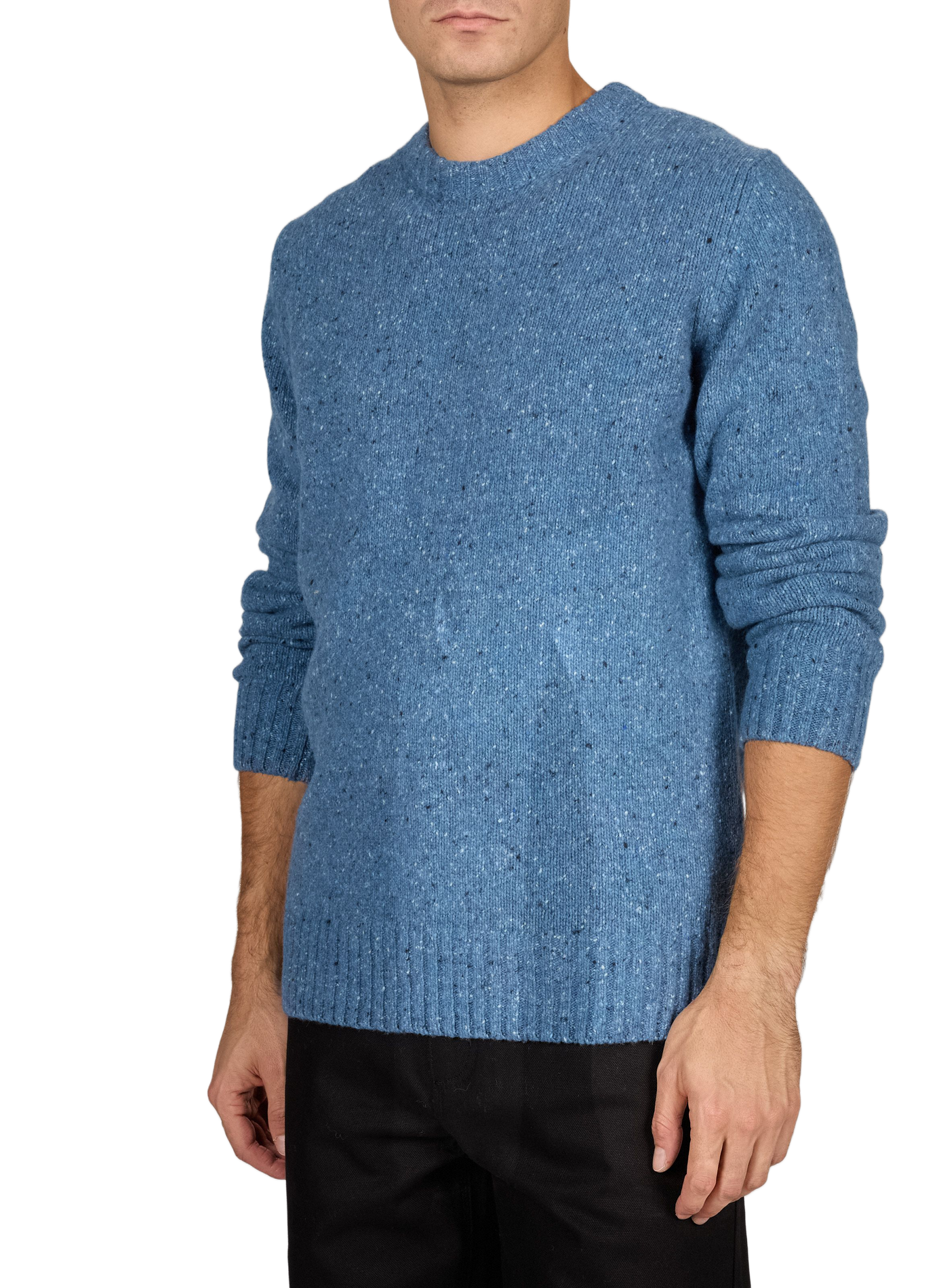 Pull col rond droit moucheté en laine mélangée LAFAURIE Bleu
