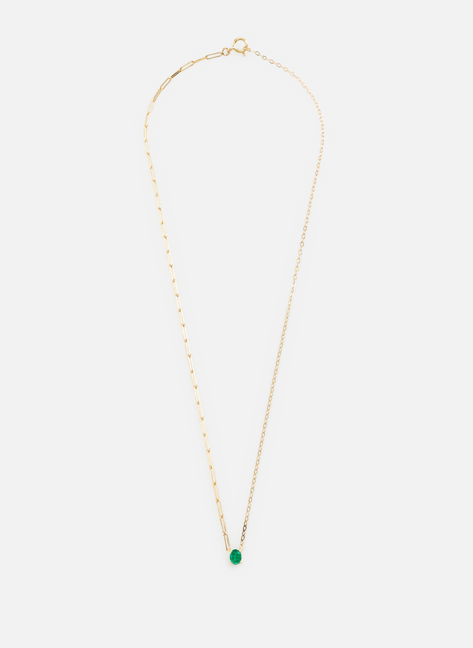 YVONNE LÉON gold and emerald solidarity necklace