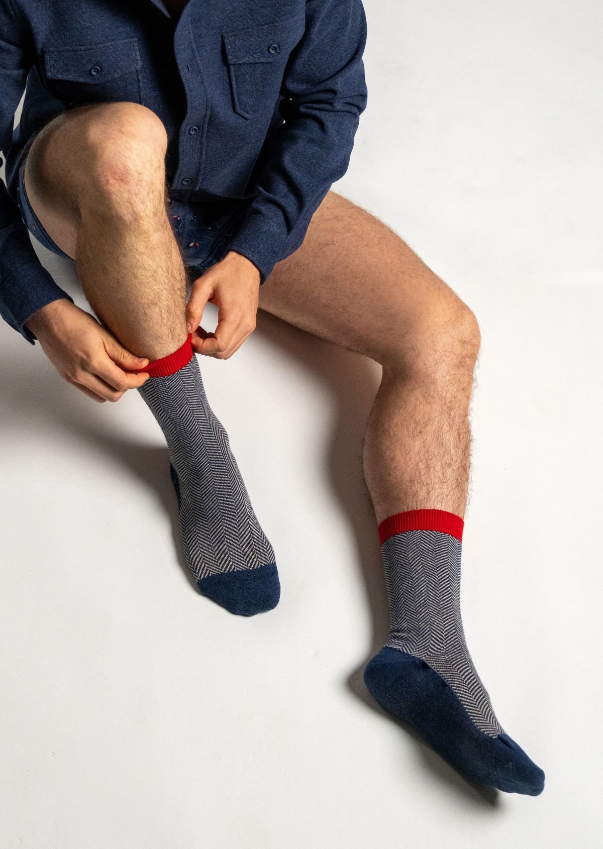 Chaussettes en coton peigné chevrons BILLYBELT Bleu