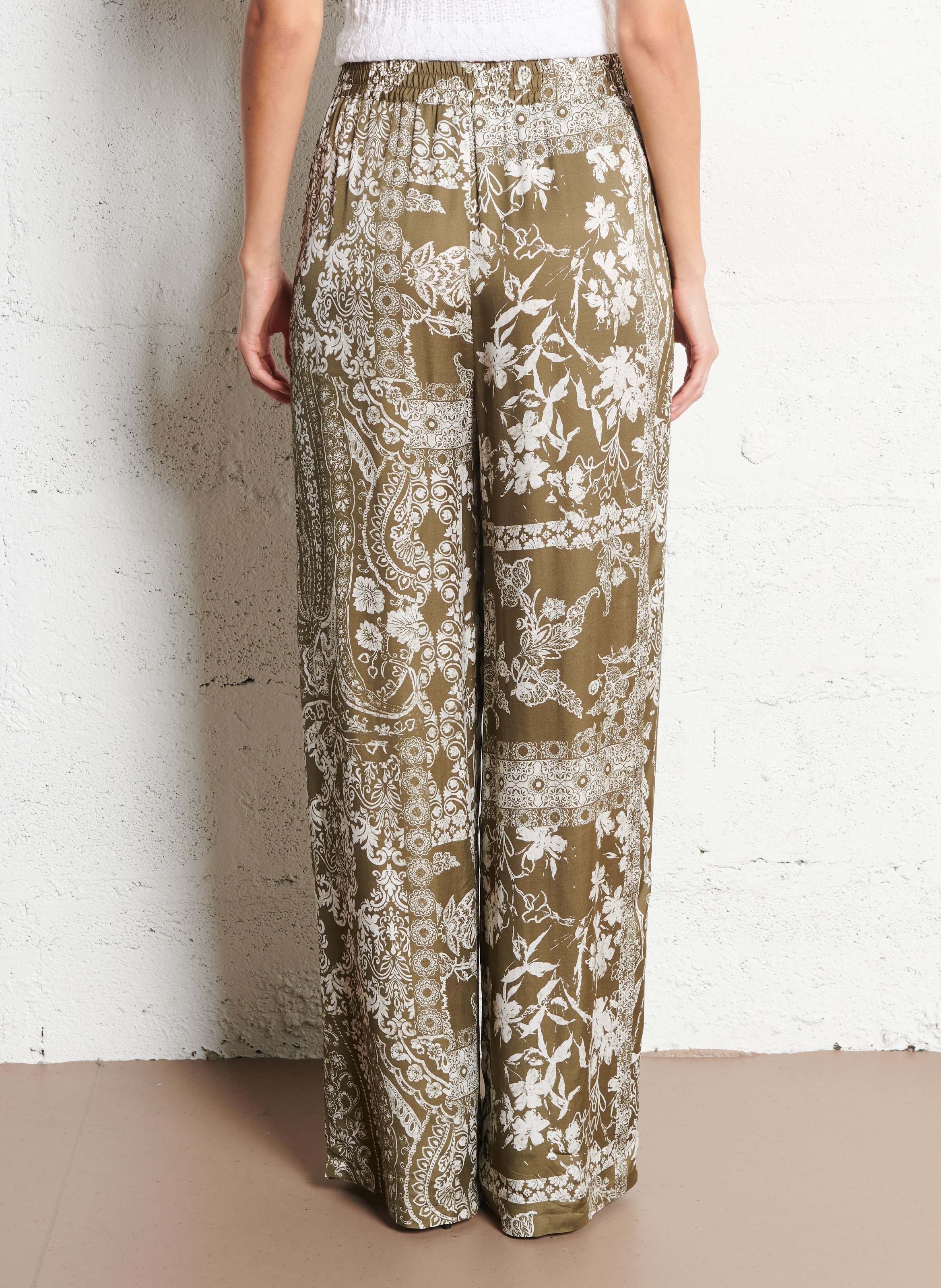 Pantalon large taille haute IKKS Kaki