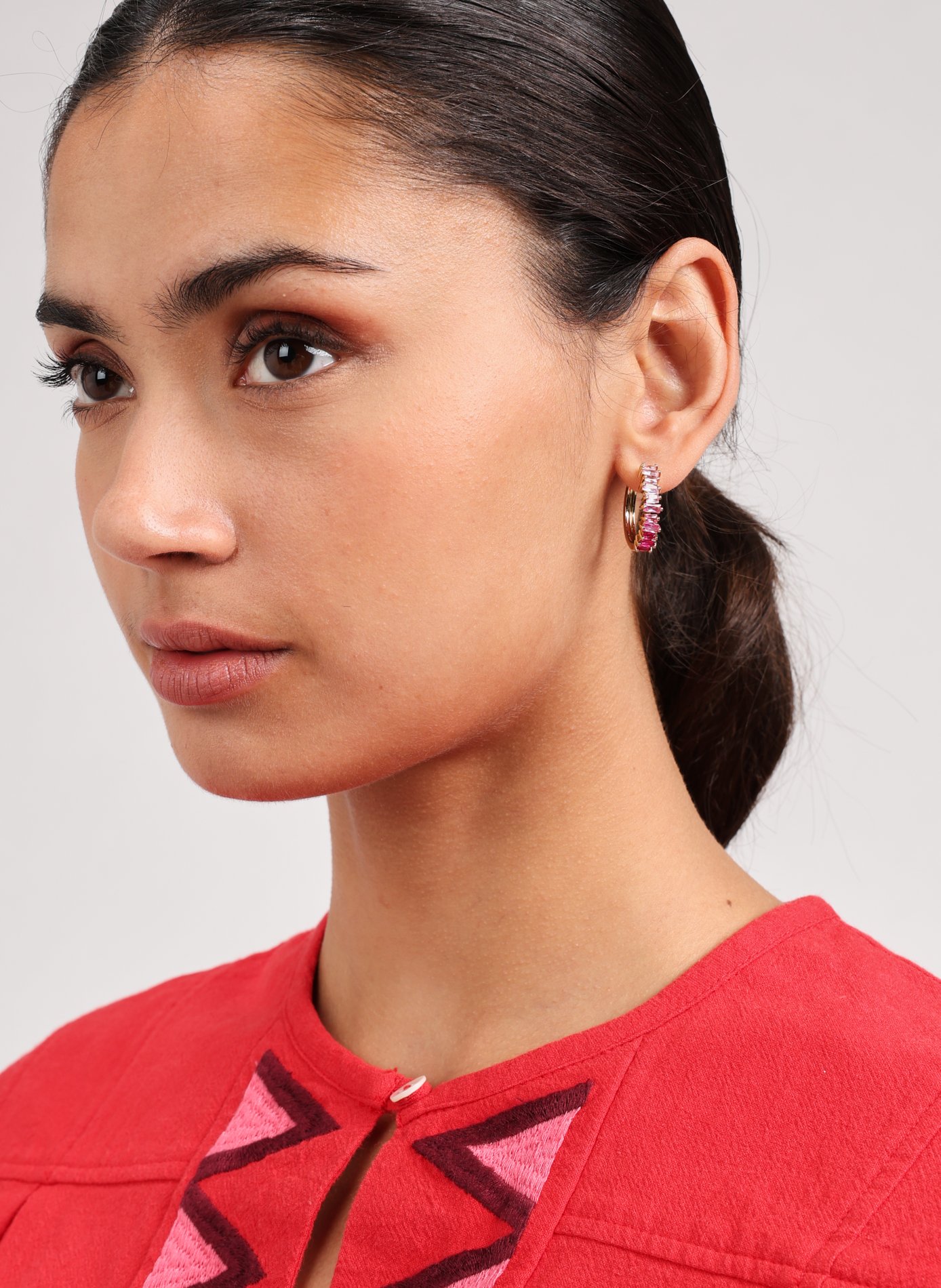 Boucles d'oreille cristaux AU PRINTEMPS PARIS Rose