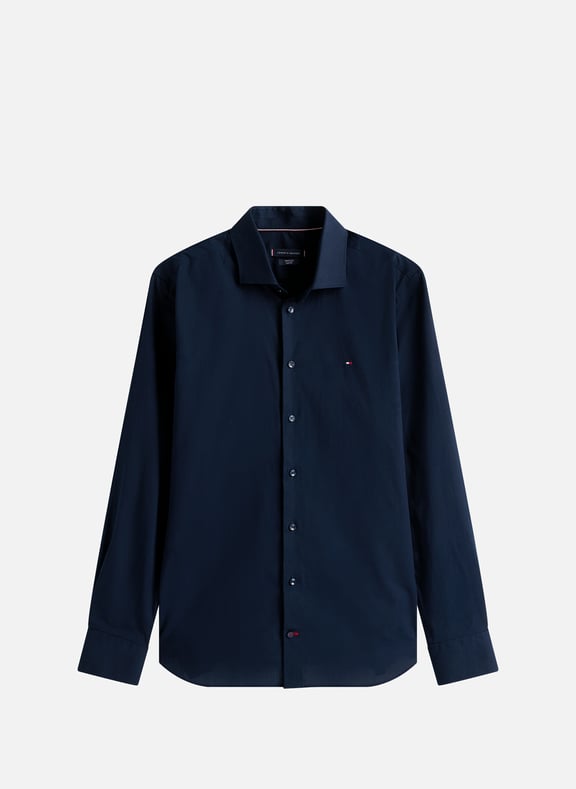 Fitted cotton shirt Blue by TOMMY HILFIGER TOMMY HILFIGER Fitted cotton shirt Blue