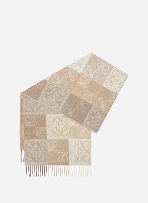 Echarpe Anagram en laine et cachemire Beige by LOEWE LOEWE Echarpe Anagram en laine et cachemire Beige
