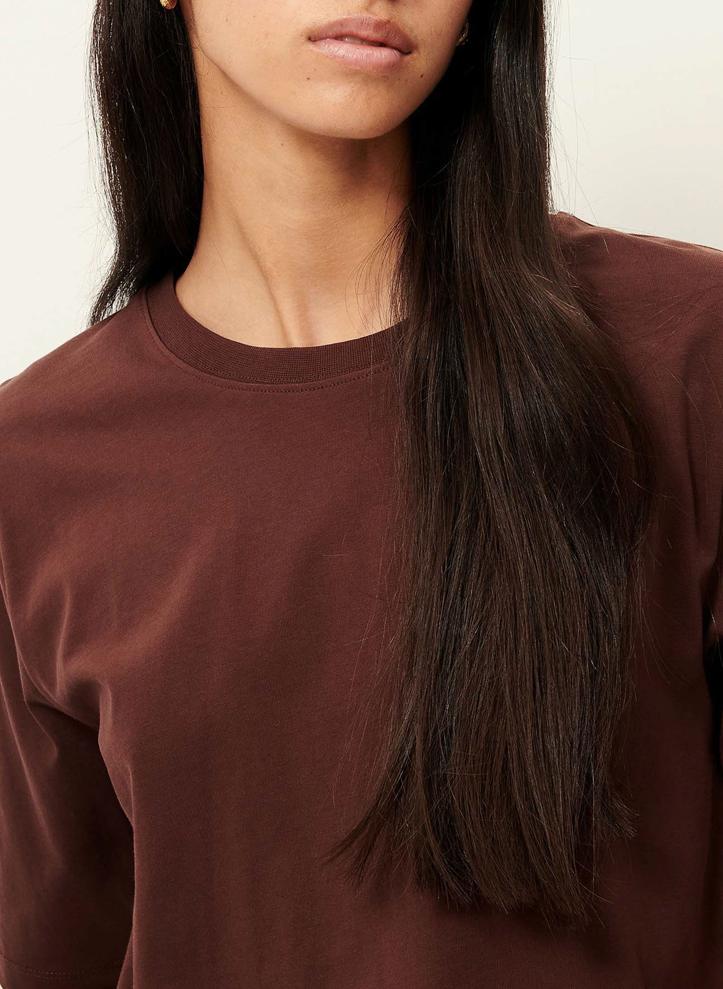 Tee-shirt ample à col rond en coton serge SESSUN Marron