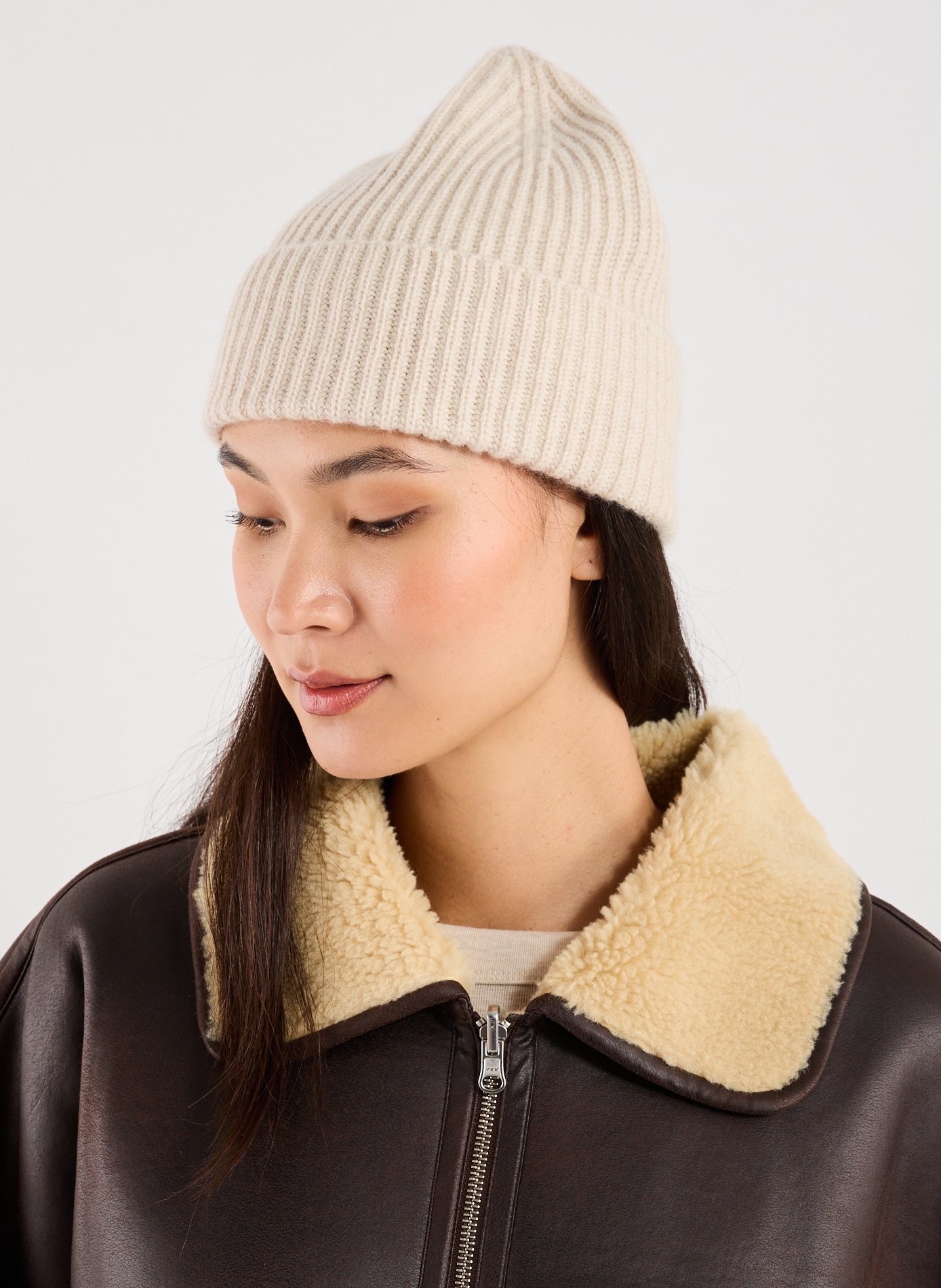 Bonnet côtelé en cachemire SAISON 1865 Beige