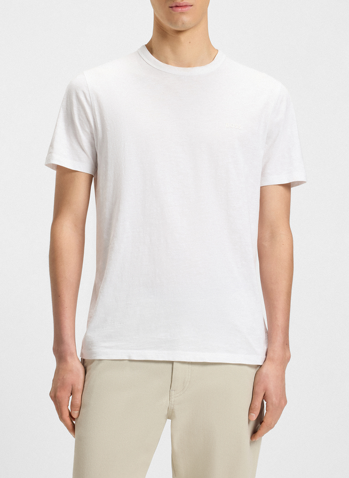 Tee-shirt col rond en coton BOSS Blanc
