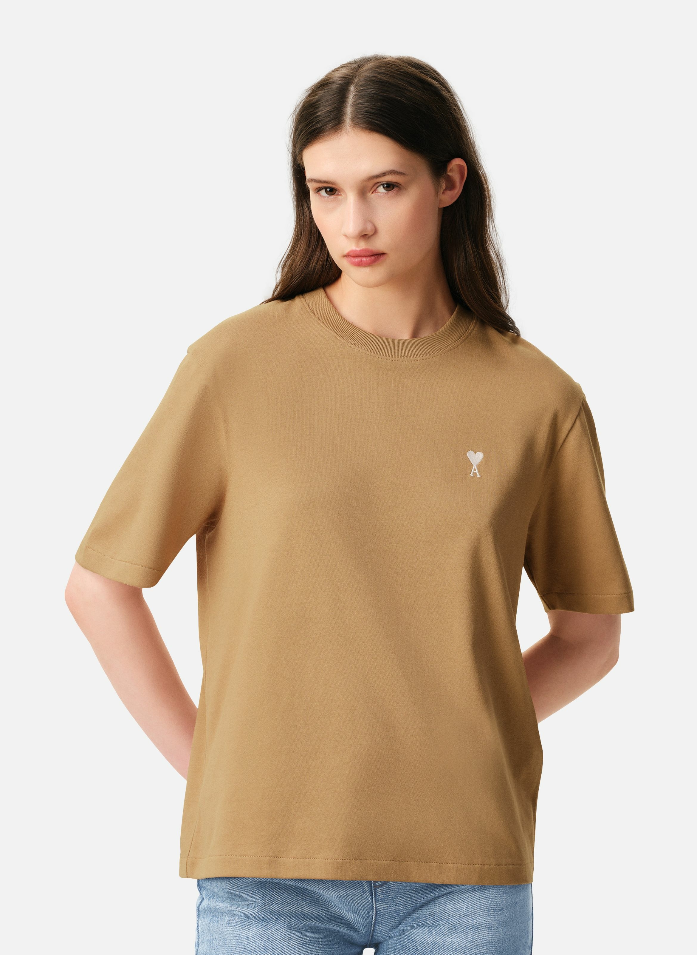 T-shirt ami de coeur en coton unisexe AMI PARIS Marron