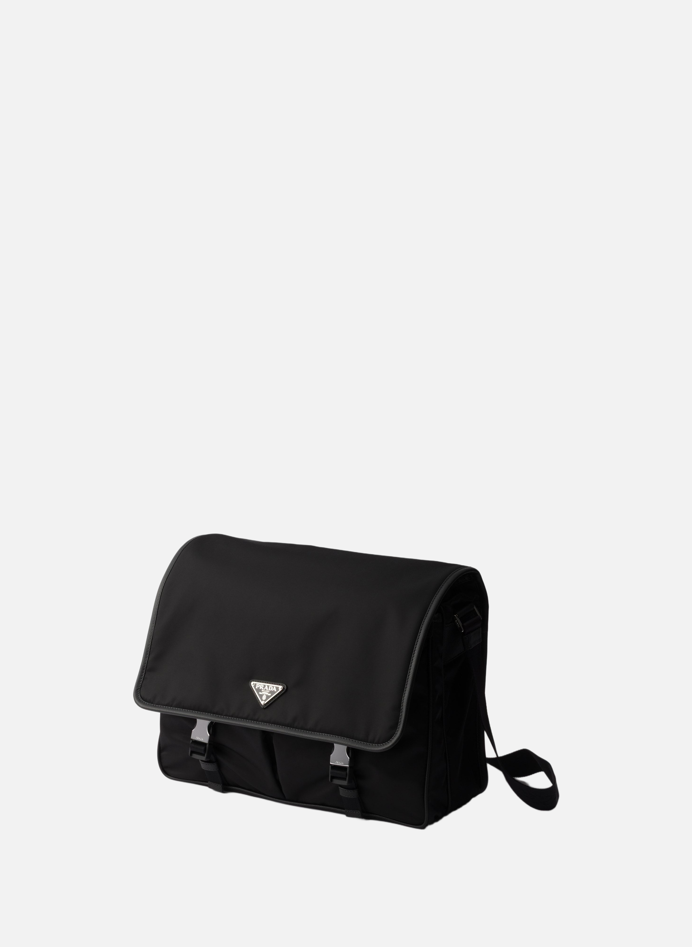 Sac porté épaule en re-nylon et cuir saffiano PRADA Noir