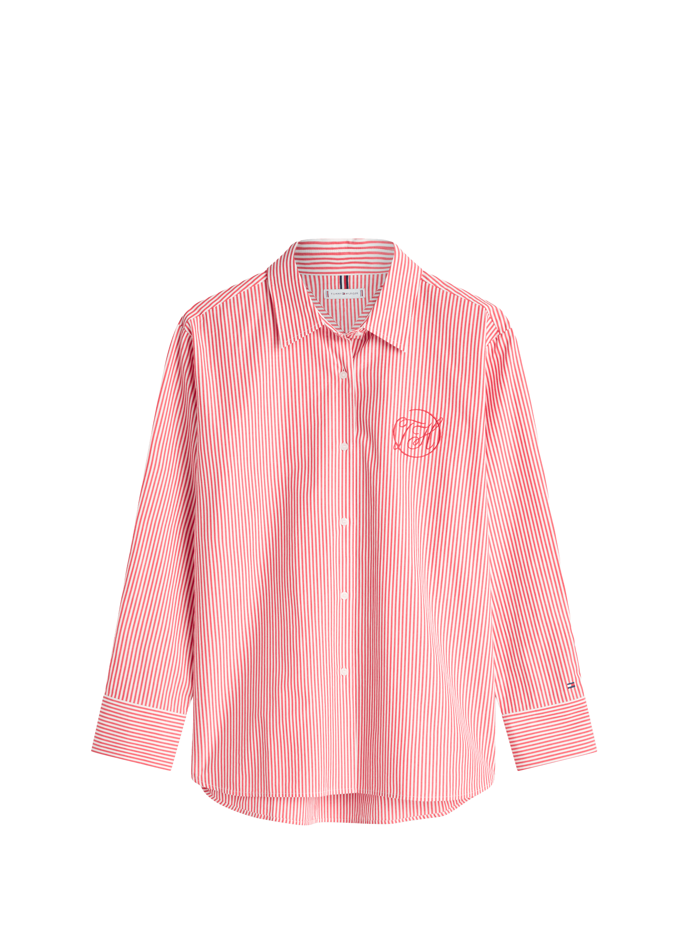 Chemise droite rayée en coton  TOMMY HILFIGER Rouge