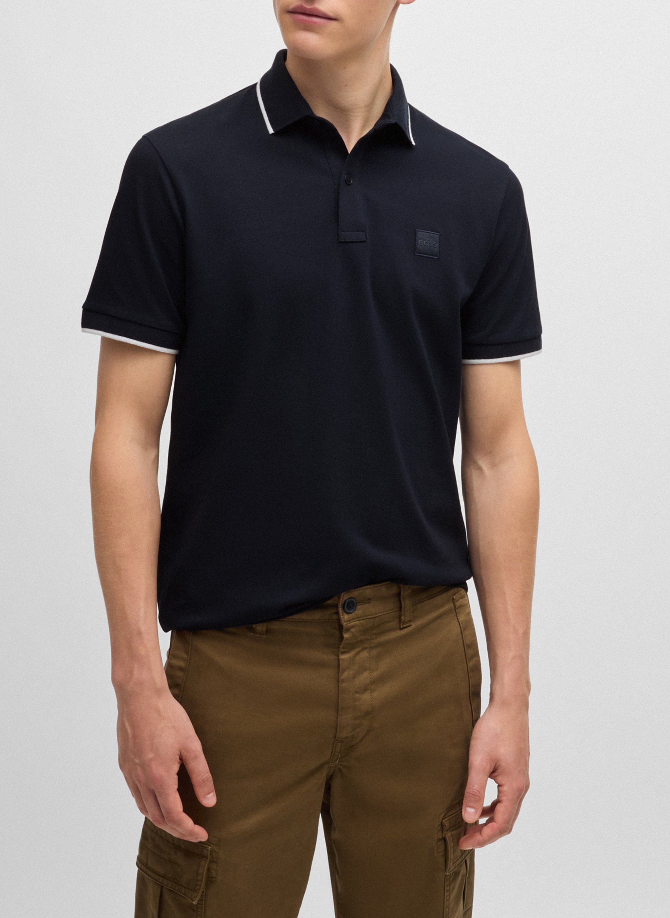 Polo slim-fit en coton stretch BOSS Bleu