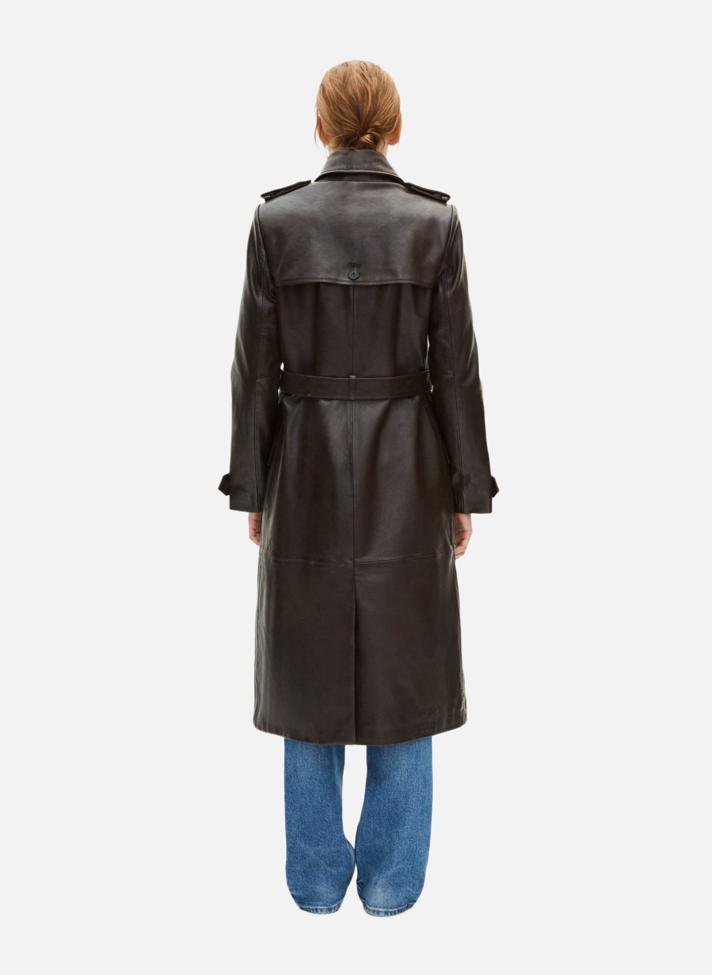 Trench long en cuir THE KOOPLES Marron