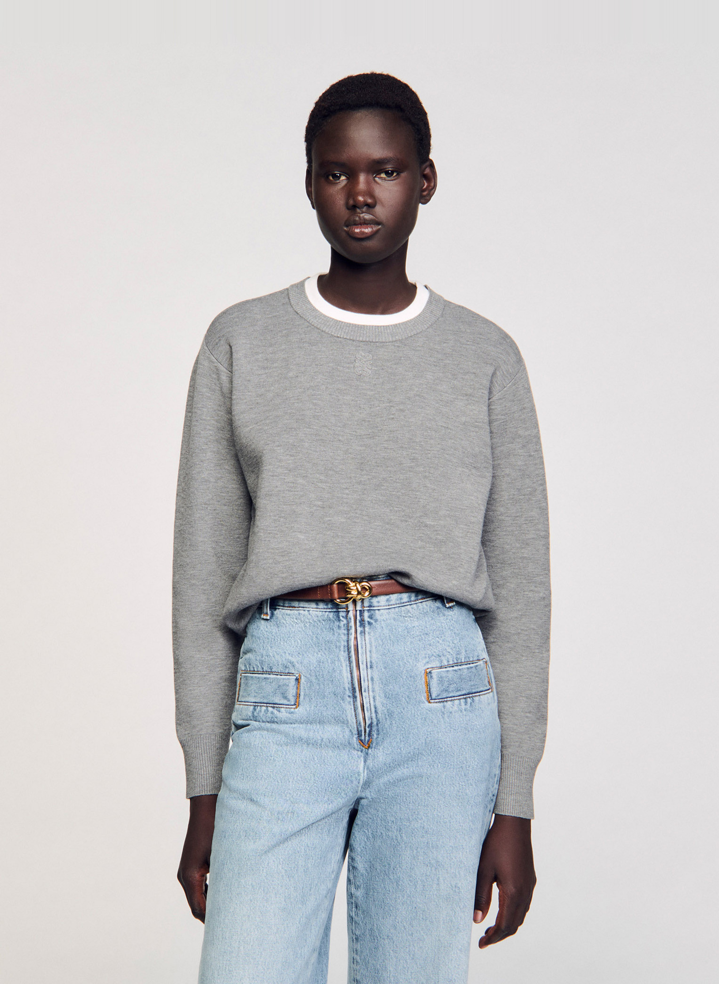 Sweat col rond SANDRO Gris