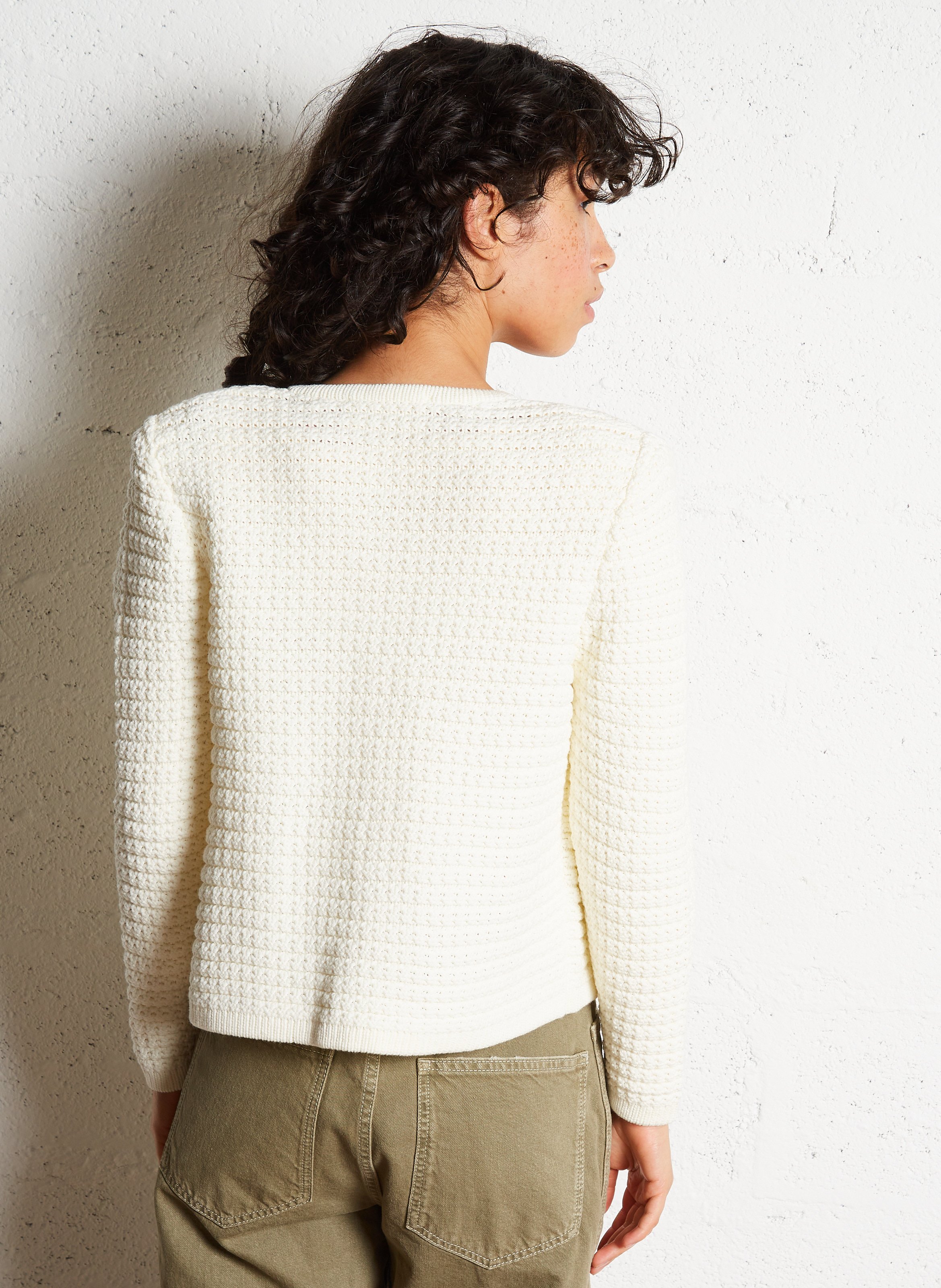 Gilet droit col rond en coton mélangé gaspard BA&SH Beige