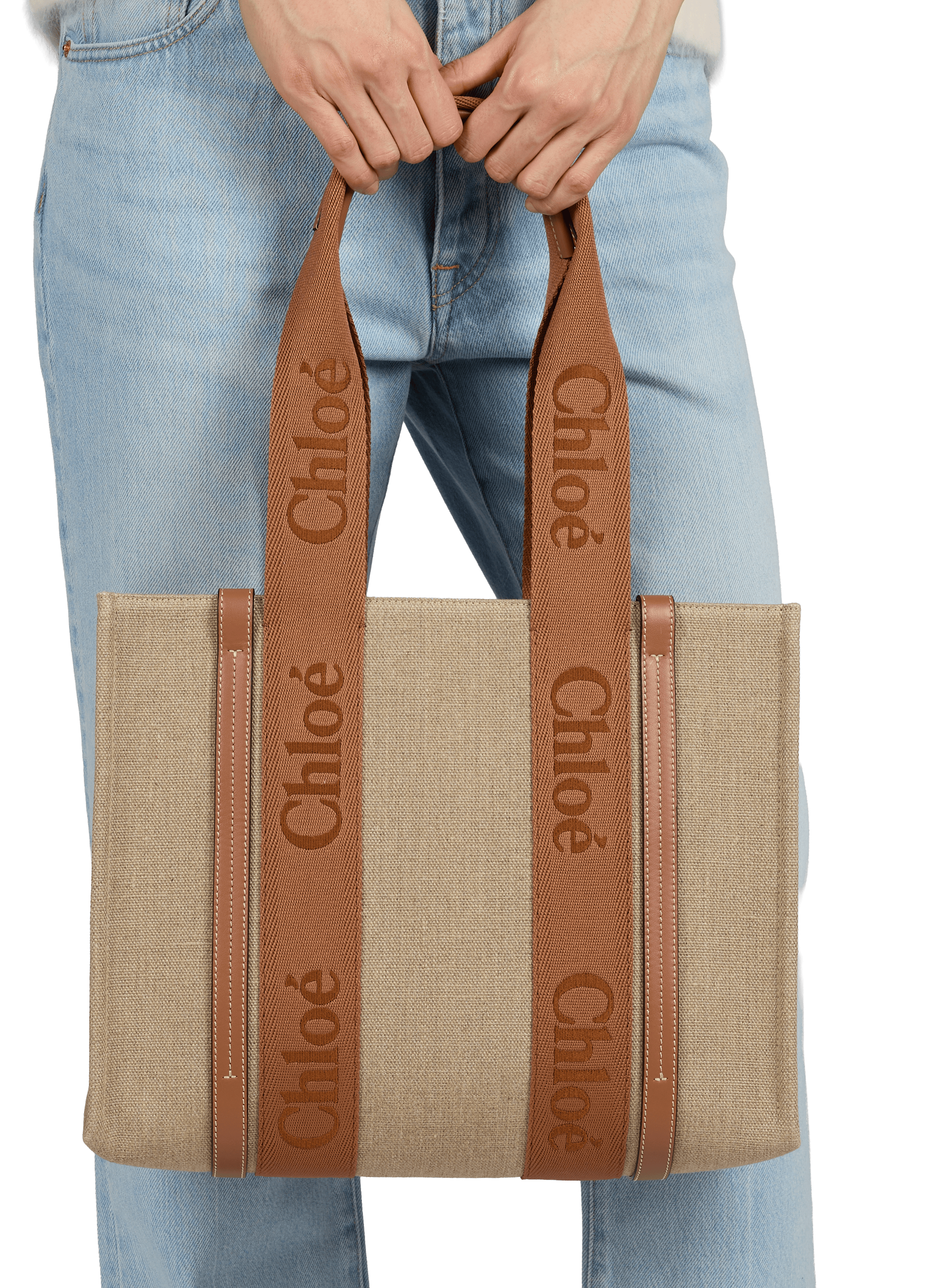 Sac cabas en lin CHLOÉ Marron