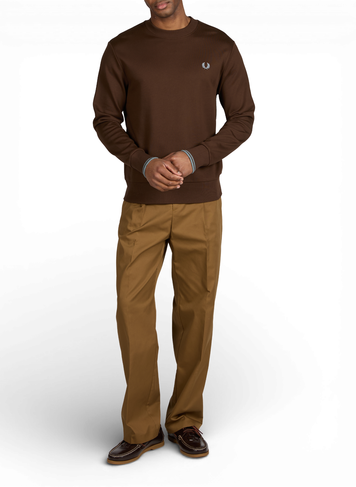 Round-neck cotton sweatshirt FRED PERRY Brown